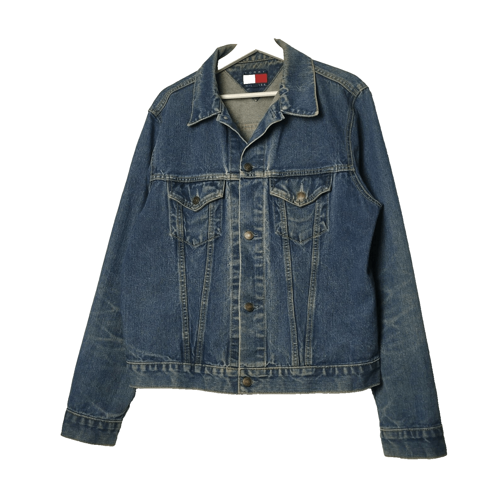 Tommy Hilfiger × Vintage Tommy Hilfiger Vtg Denim Jacket Size US L / EU 52-54 / 3 - 1 Thumbnail