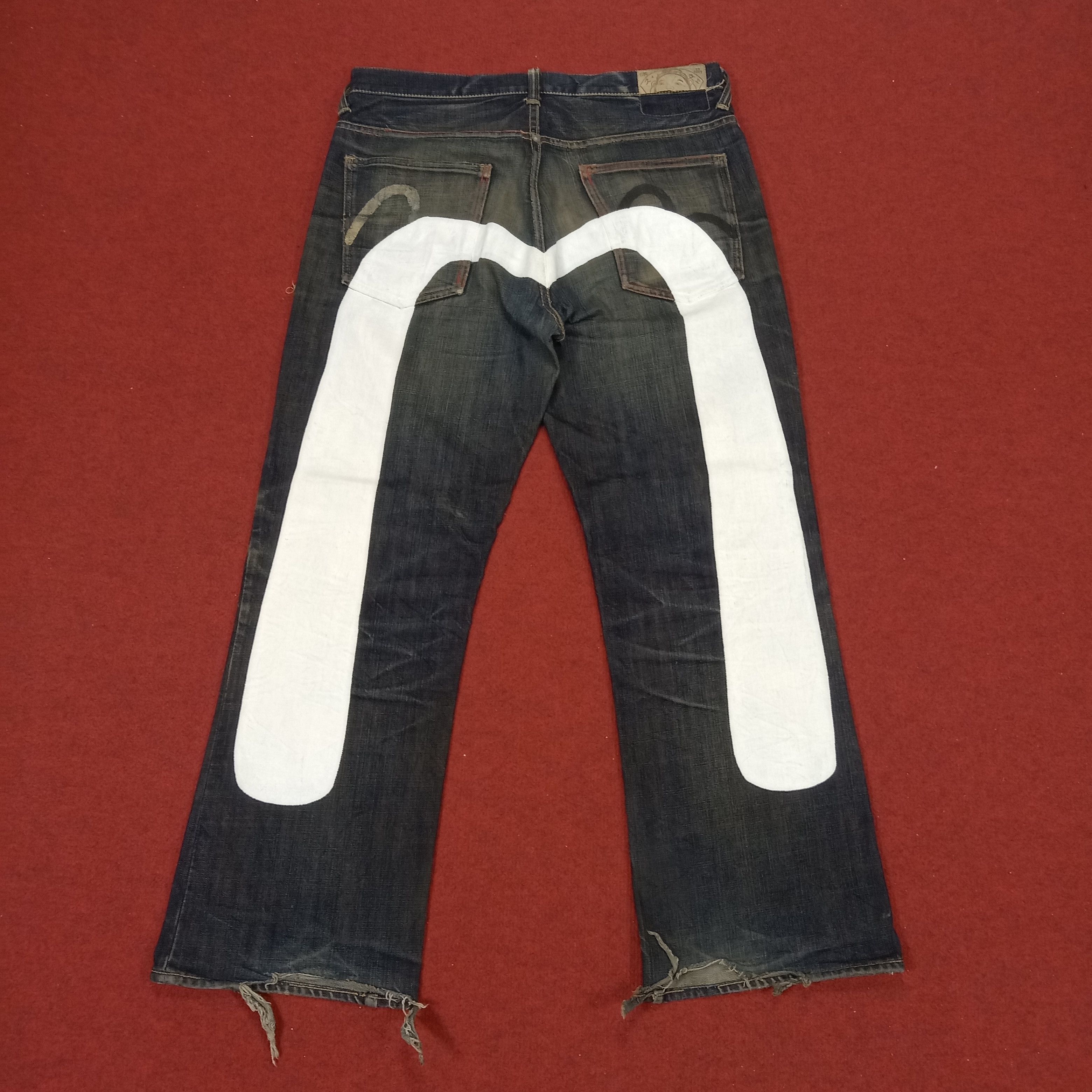 Pre-owned Evisu X Vintage Evisu Skater Style Custom Daicock Jeans In Blue Jean