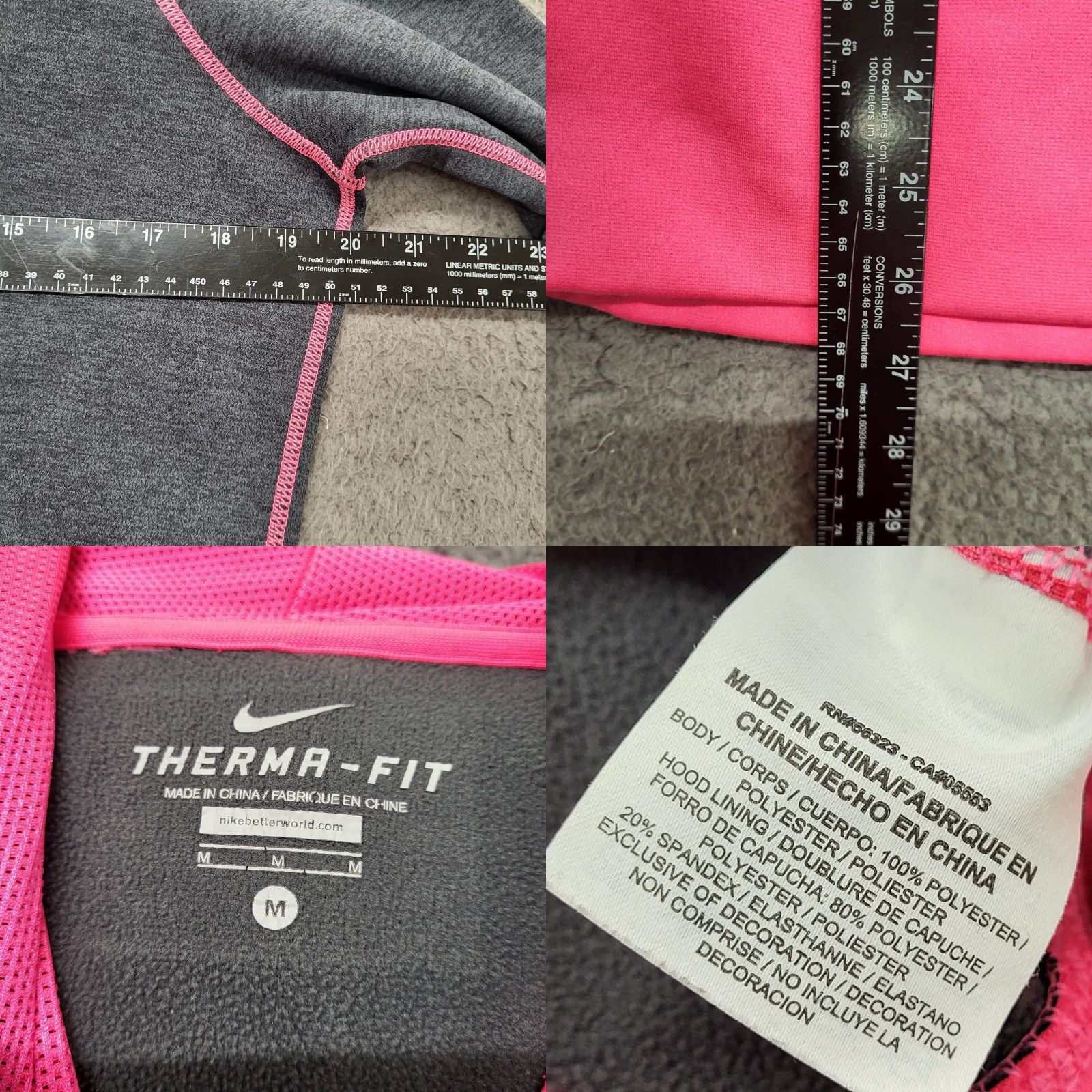 Nike Nike Hoodie Women’s Medium Grey Therma-Fit Neon Pink Long Sleeve Big Logo Size M / US 6-8 / IT 42-44 - 9 Thumbnail