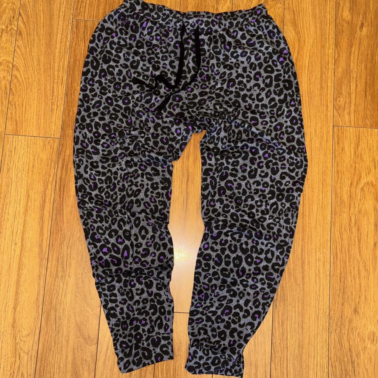 Vera Wang Purple & black leopard print joggers with drawstring waist Size 30" / US 8 / IT 44 - 1 Thumbnail