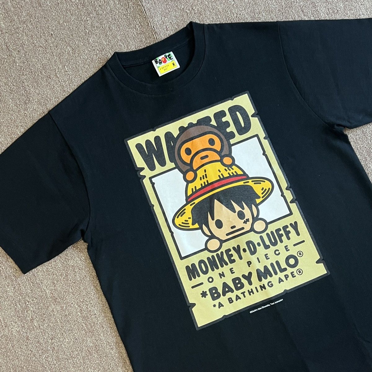Bape Bape X One Piece WANTED Poster Milo Tee | Grailed