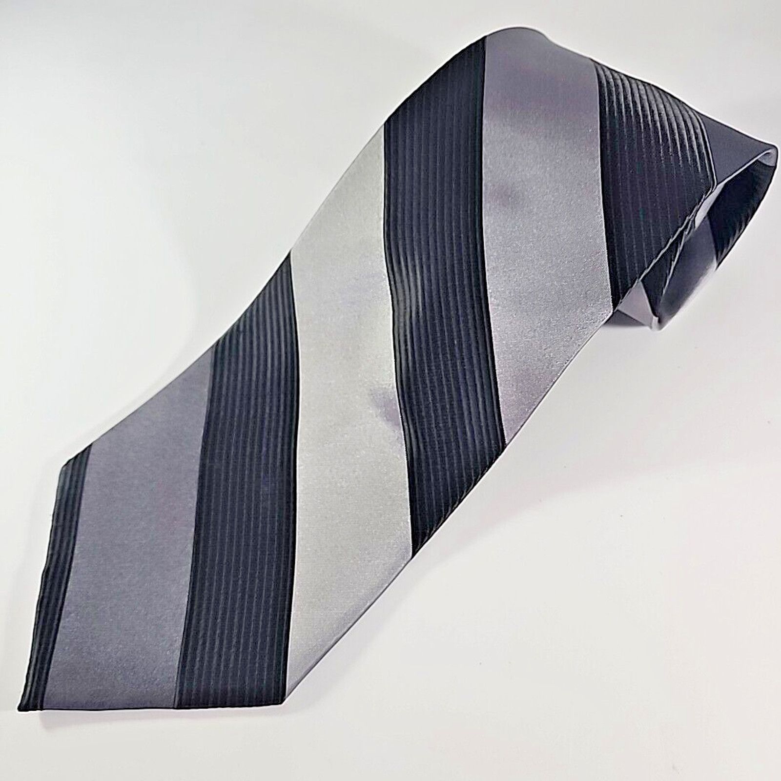 Vintage Adolfo Gray with Large Stripes Silk Necktie - Like New Size ONE SIZE - 3 Thumbnail