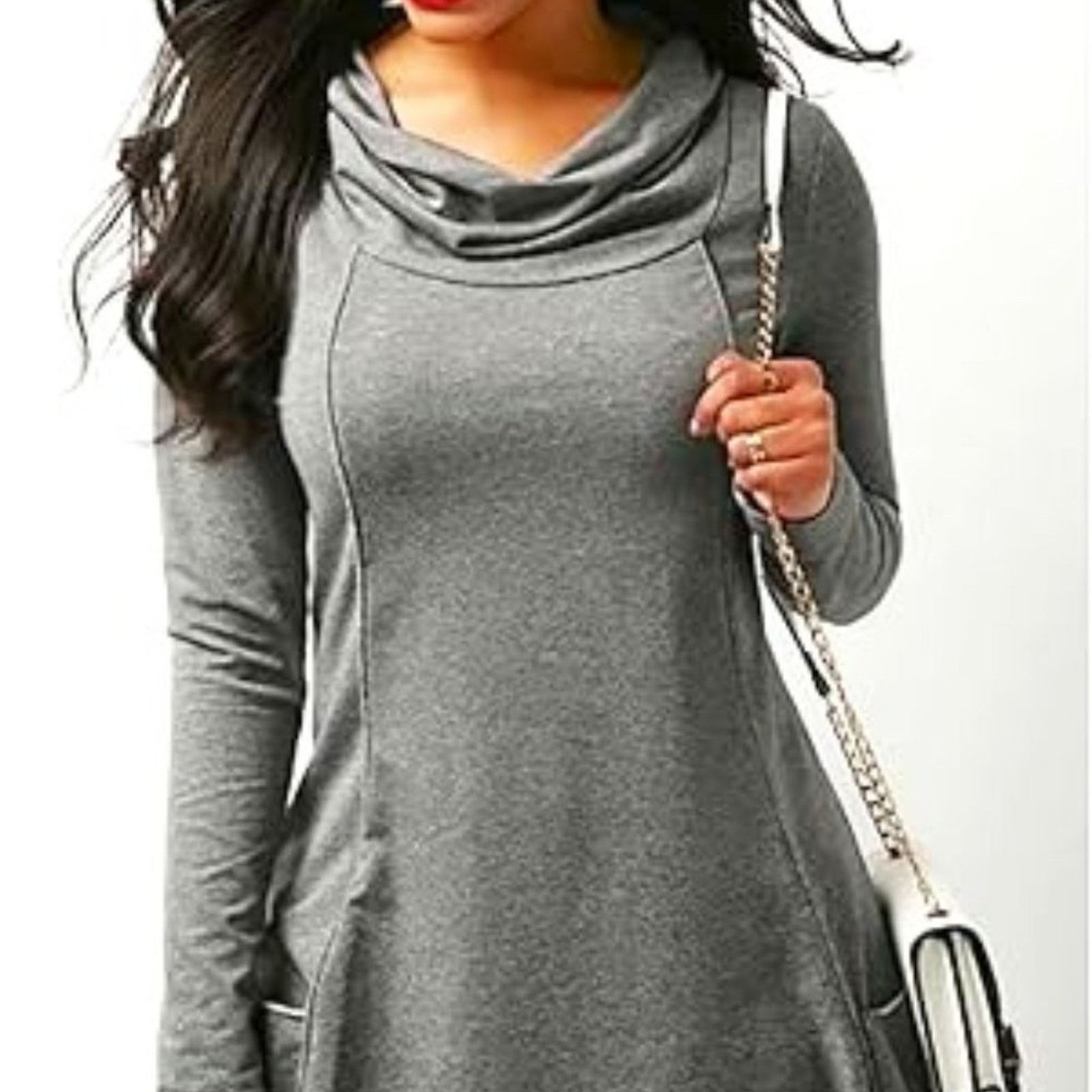 Other Long Sleeve Cowl Neck Tunic Pockets - Blood Orange - size L Size L / US 10 / IT 46 - 6 Thumbnail