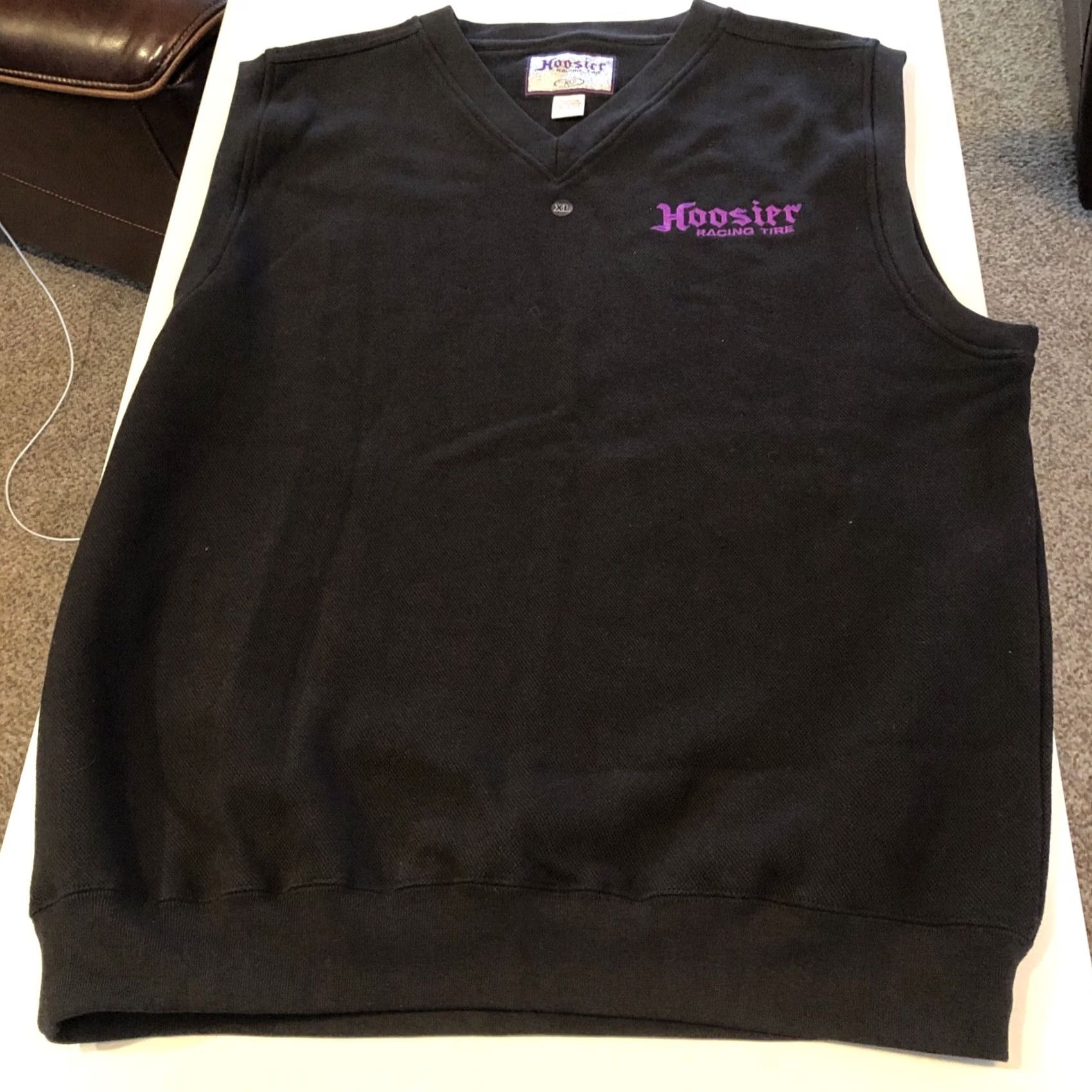 Vintage Hoosier Racing Tire Sweater Sleeveless Adult XL Men Embroidered NWOT Black Crew Neck Knit Pullover Casual Cars Fashion Graphic: None Size US XL / EU 56 / 4 - 3 Thumbnail