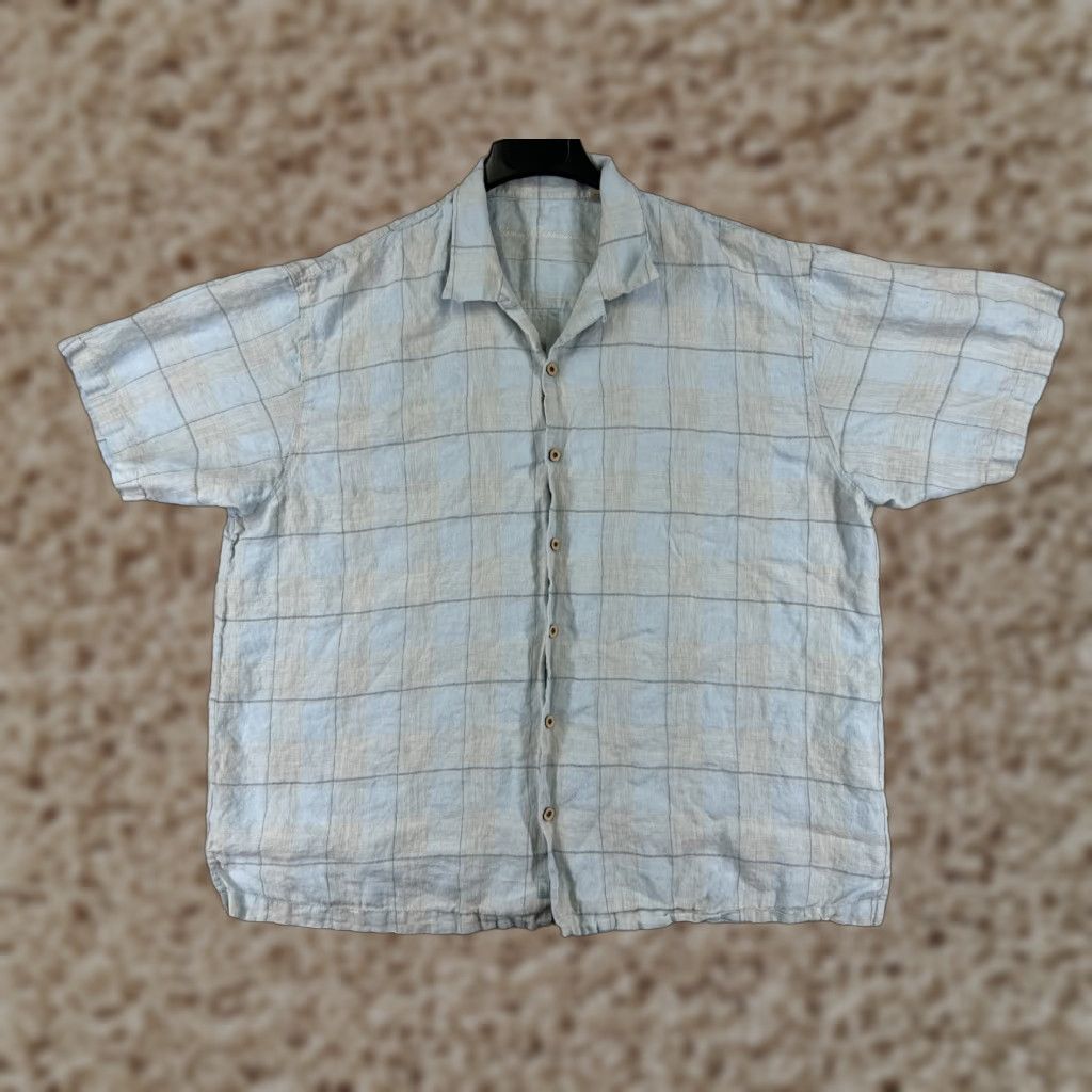 Tommy Bahama Tommy Bahama Shirt Men 2XL Blue Plaid Linen Short Sleeve Button-Up Hawaiian Aloha Beach Resort 100% Linen Button Size US XXL / EU 58 / 5 - 1 Thumbnail