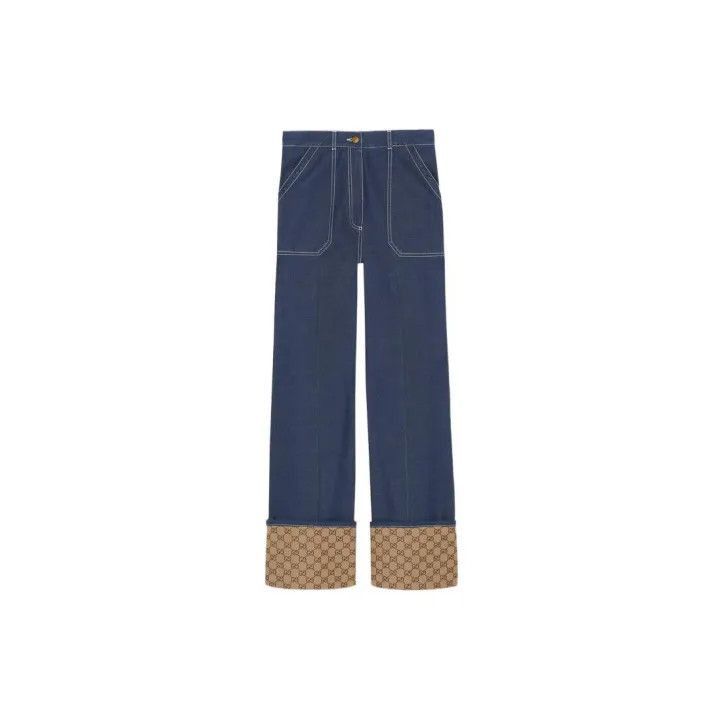 Gucci Gucci Canvas Cuffed Straight-Leg Jeans for Women-2507 Size 26" / US 2 / IT 38 - 7 Thumbnail