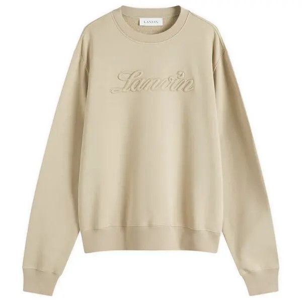 Lanvin oc11z0426 Debossed Script Logo Sweatshirt in Beige Size US L / EU 52-54 / 3 - 1 Thumbnail