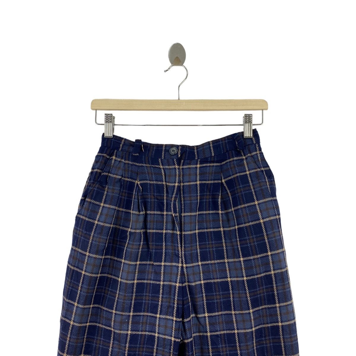 DAKS × Vintage Vintage 90s DAKS LONDON ENGLAND Brand Check Tartan Blue Size US 26 / EU 42 - 2 Thumbnail