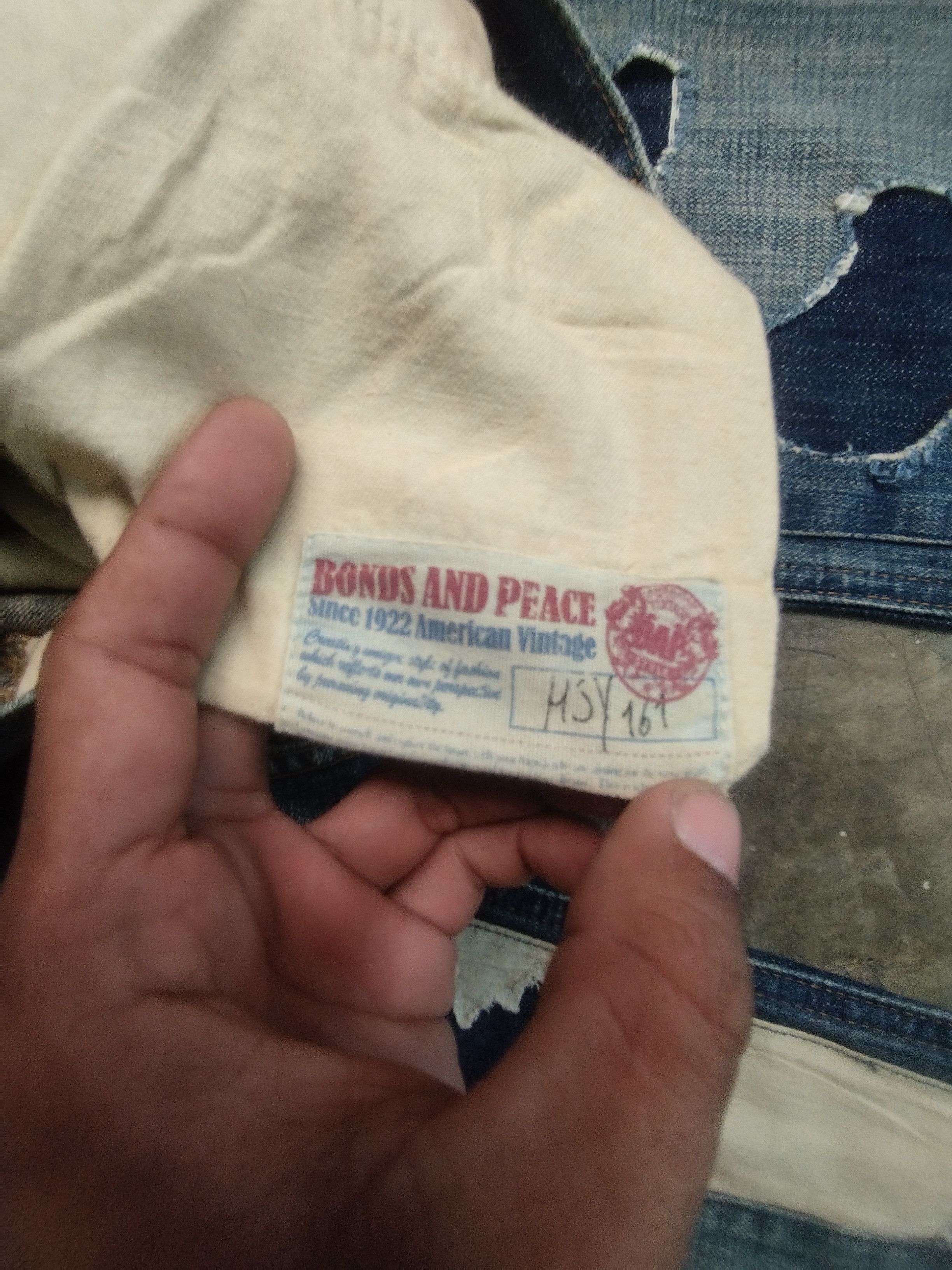 Japanese Brand Patchwork Bonds and peace vtg Size US 31 - 7 Thumbnail