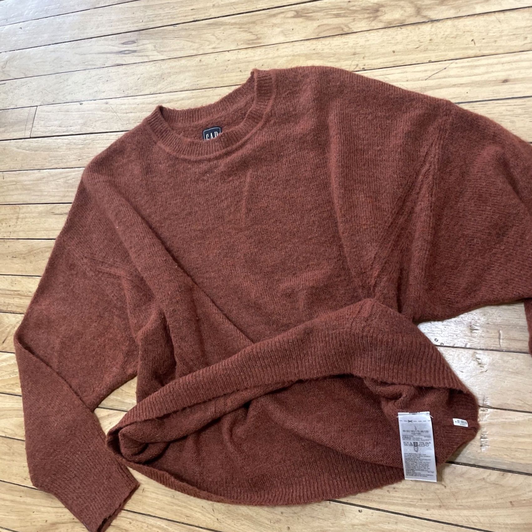 Gap Gap Crop Sweater Wool Alpaca L Burnt Orange Brown Mock Oversize Western Knit 44" (L) Womens Pullover Size L / US 10 / IT 46 - 6 Thumbnail