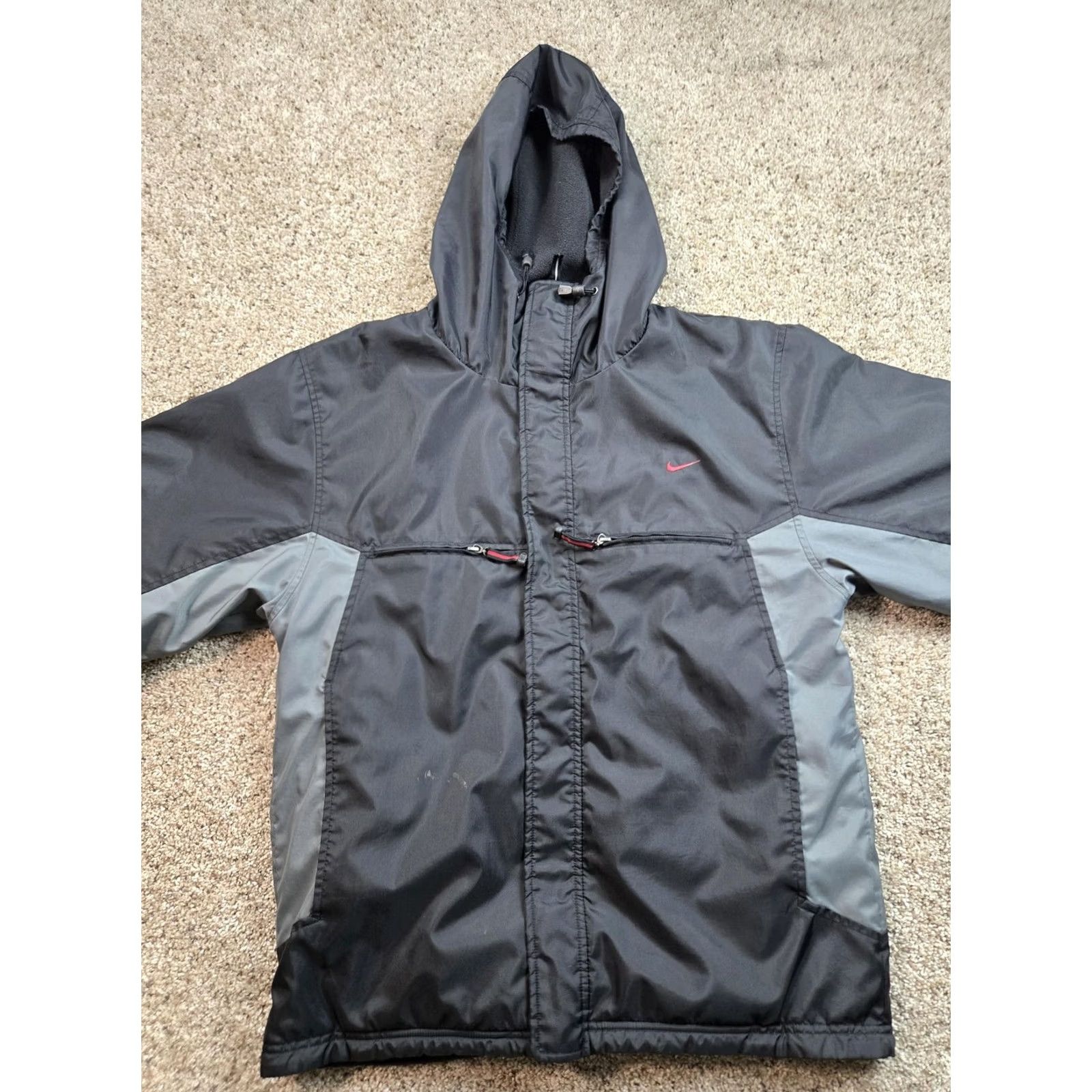 Nike VINTAGE Nike Jacket Mens M Black Grey Hooded Full Zip Fleece Reversible Y2K Size US M / EU 48-50 / 2 - 4 Thumbnail