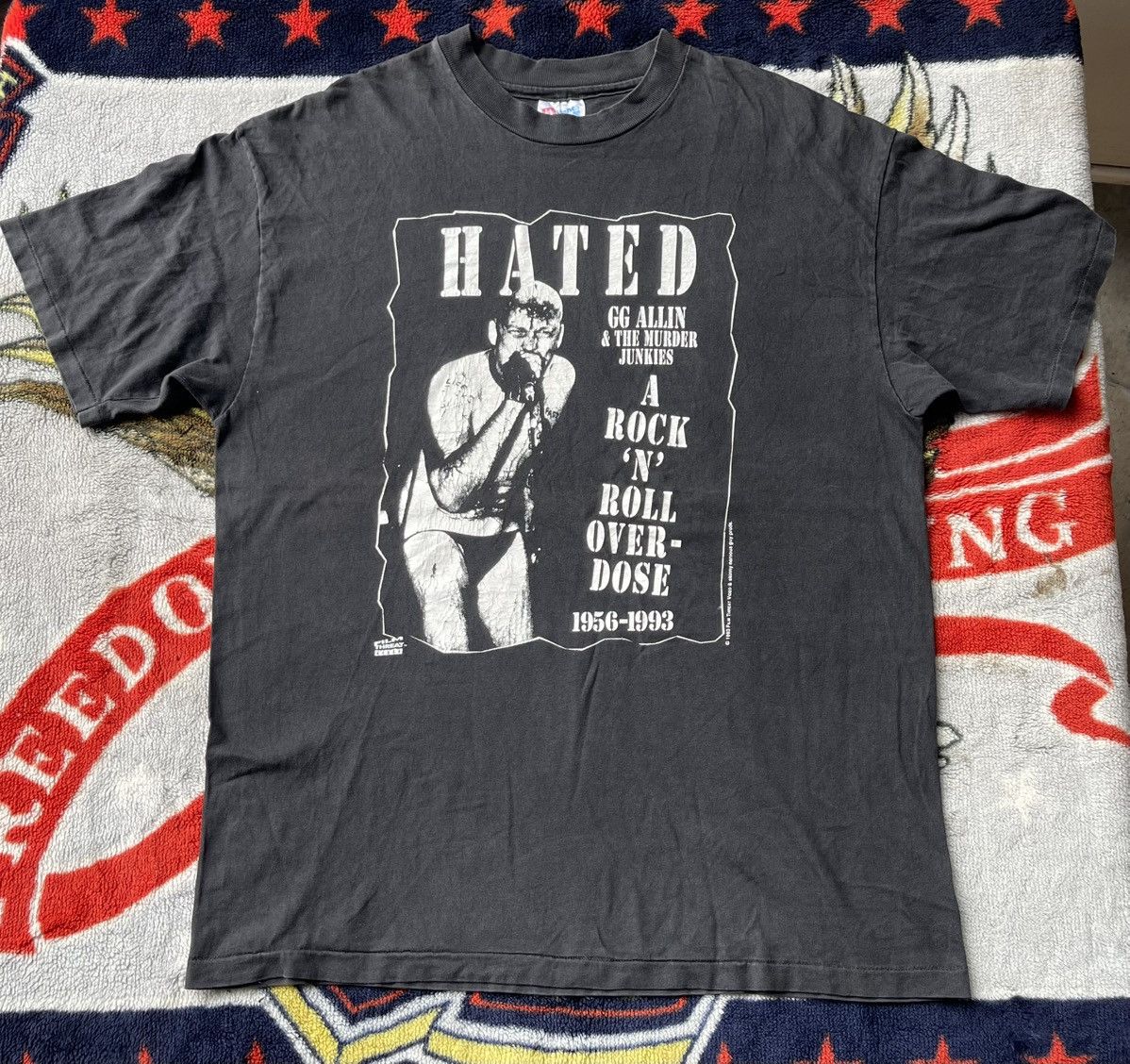 Band Tees Vintage 90's GG Allin & Murder Junkies HATED Sun Faded Tee Size US L / EU 52-54 / 3 - 8 Thumbnail