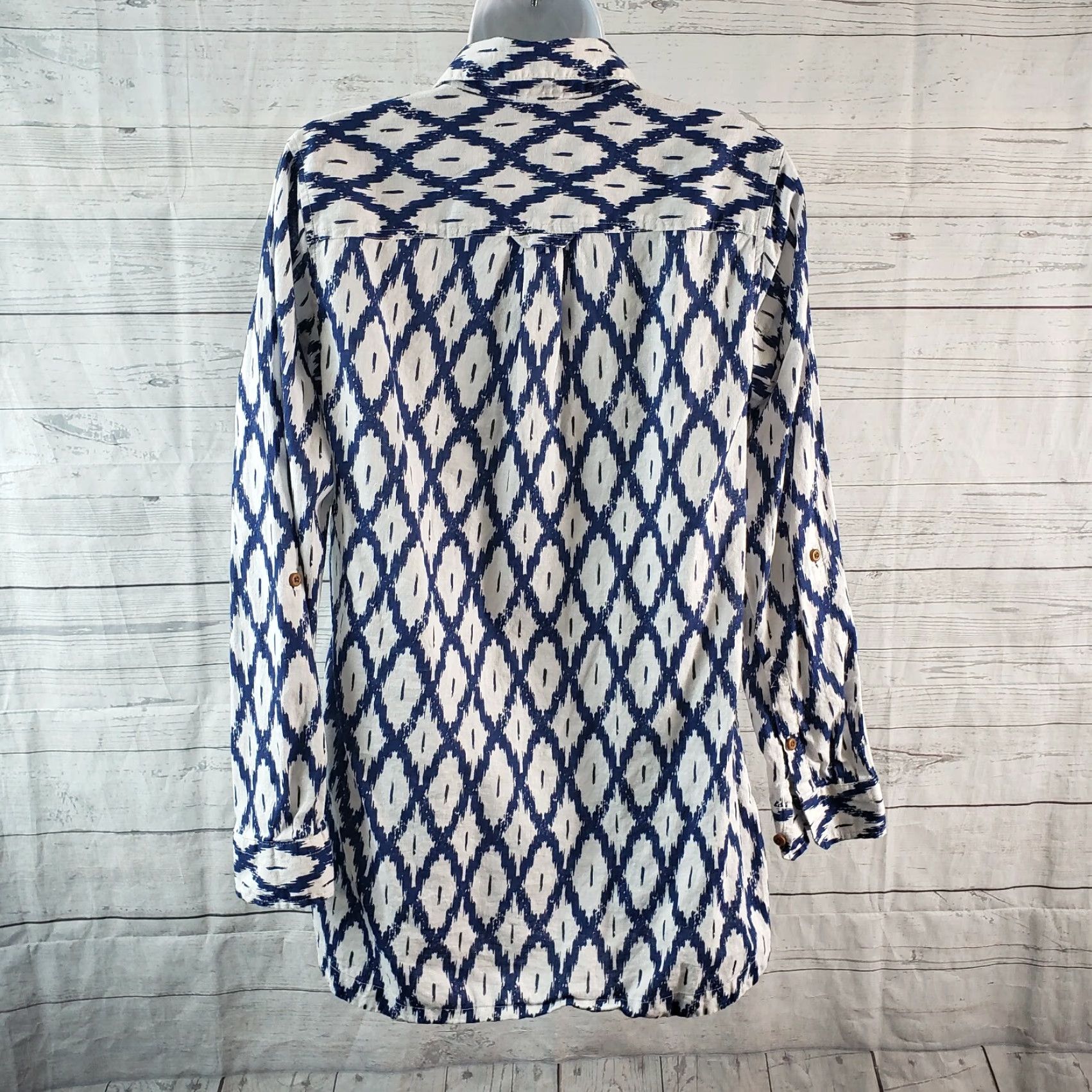 Vintage Duluth Womens Button-Up Tunic Top Sz S Blue White Hemp Cotton Long Sleeve Shirt Size S / US 4 / IT 40 - 4 Thumbnail