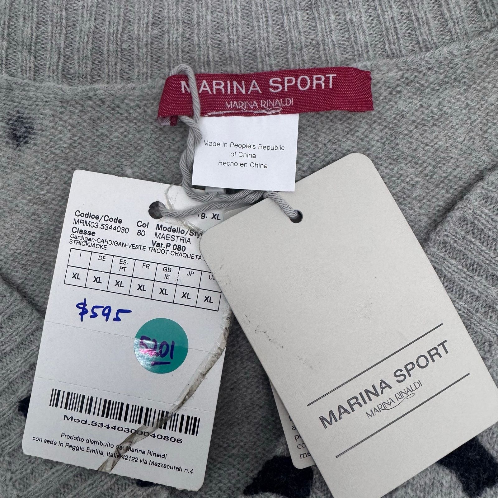 Marina Rinaldi Marina Rinaldi Grey Leopard Wool Blend Cardigan Sweater XL Size 3XL / US 20-22 - 8 Thumbnail