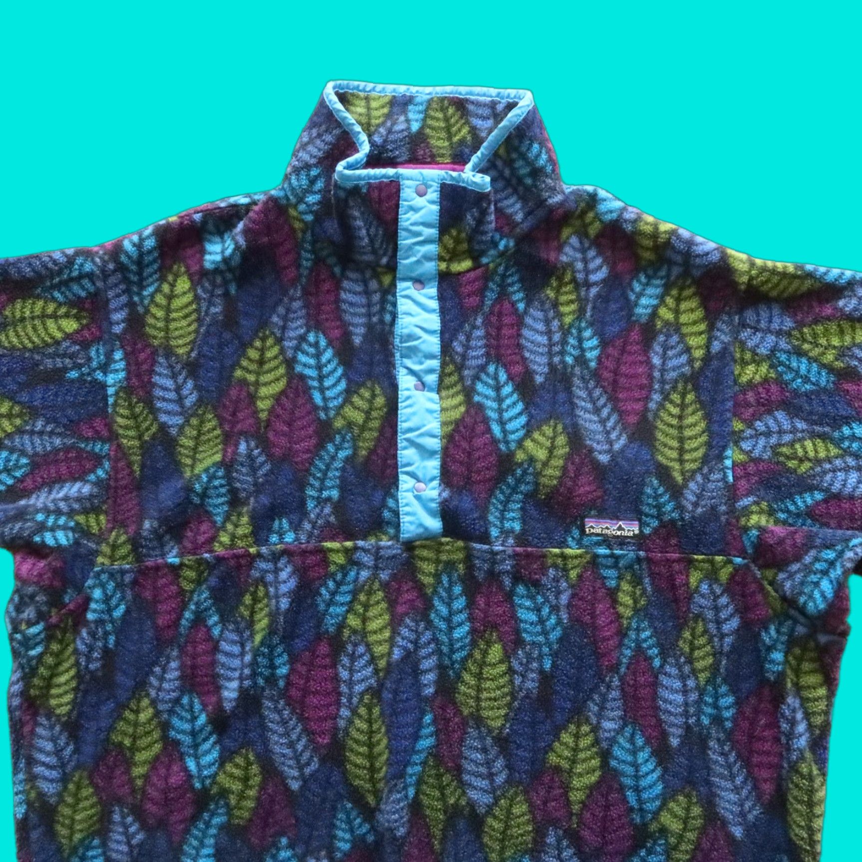 Patagonia Vintage Patagonia Snap-T Fleece Leaf Pattern Pullover XS XL Blue USA 10204 Mens Size US XL / EU 56 / 4 - 1 Thumbnail