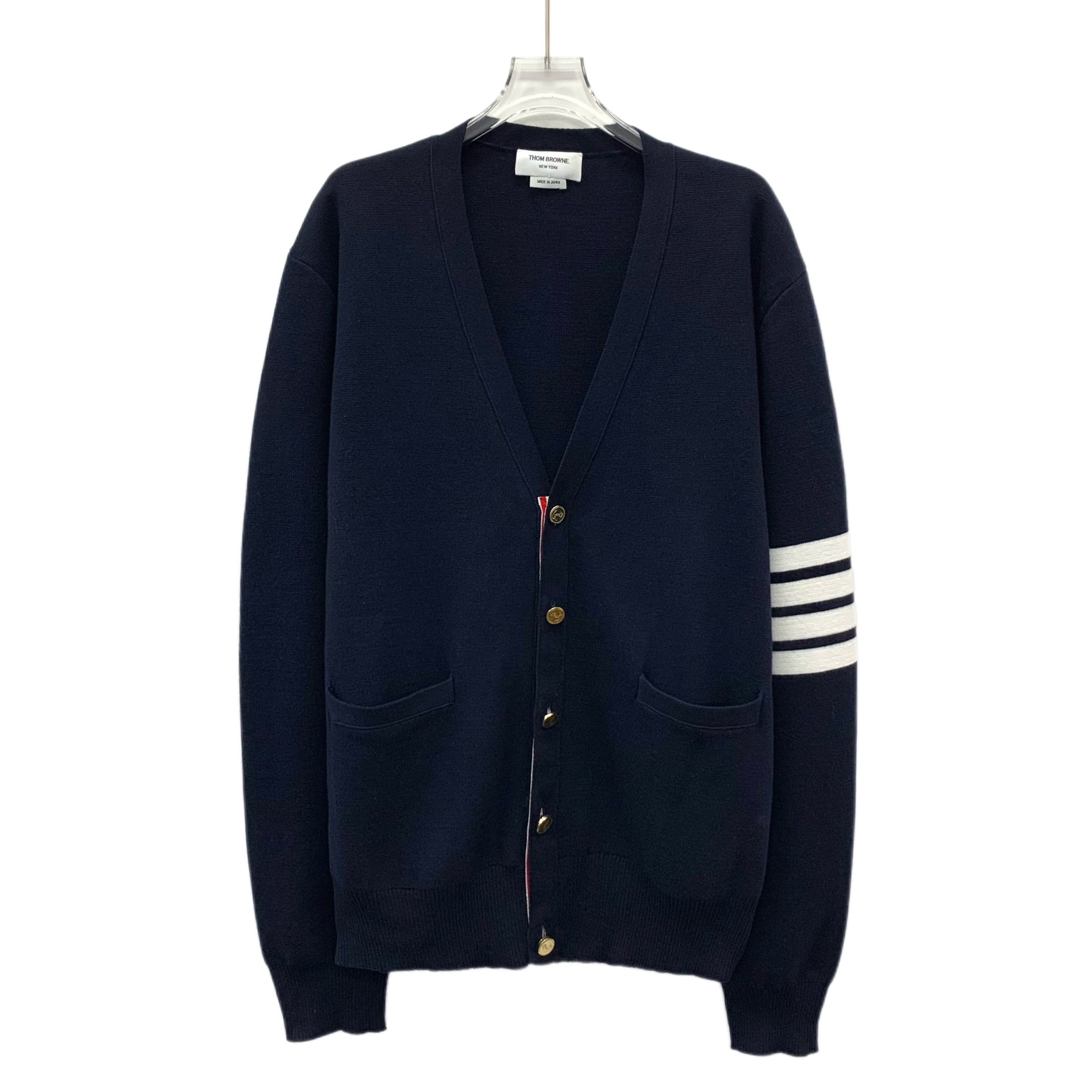 Thom Browne Thom Browne Four-Bar Cardigan Navy (5) Size US XL / EU 56 / 4 - 1 Thumbnail