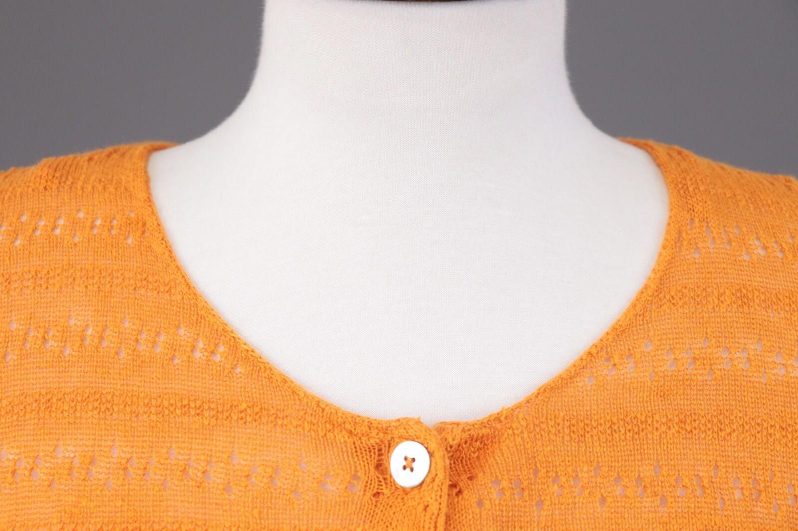 Designer Gudrun Sjoden Orange Linen Cardigan Sweater Size S Size S / US 4 / IT 40 - 5 Thumbnail
