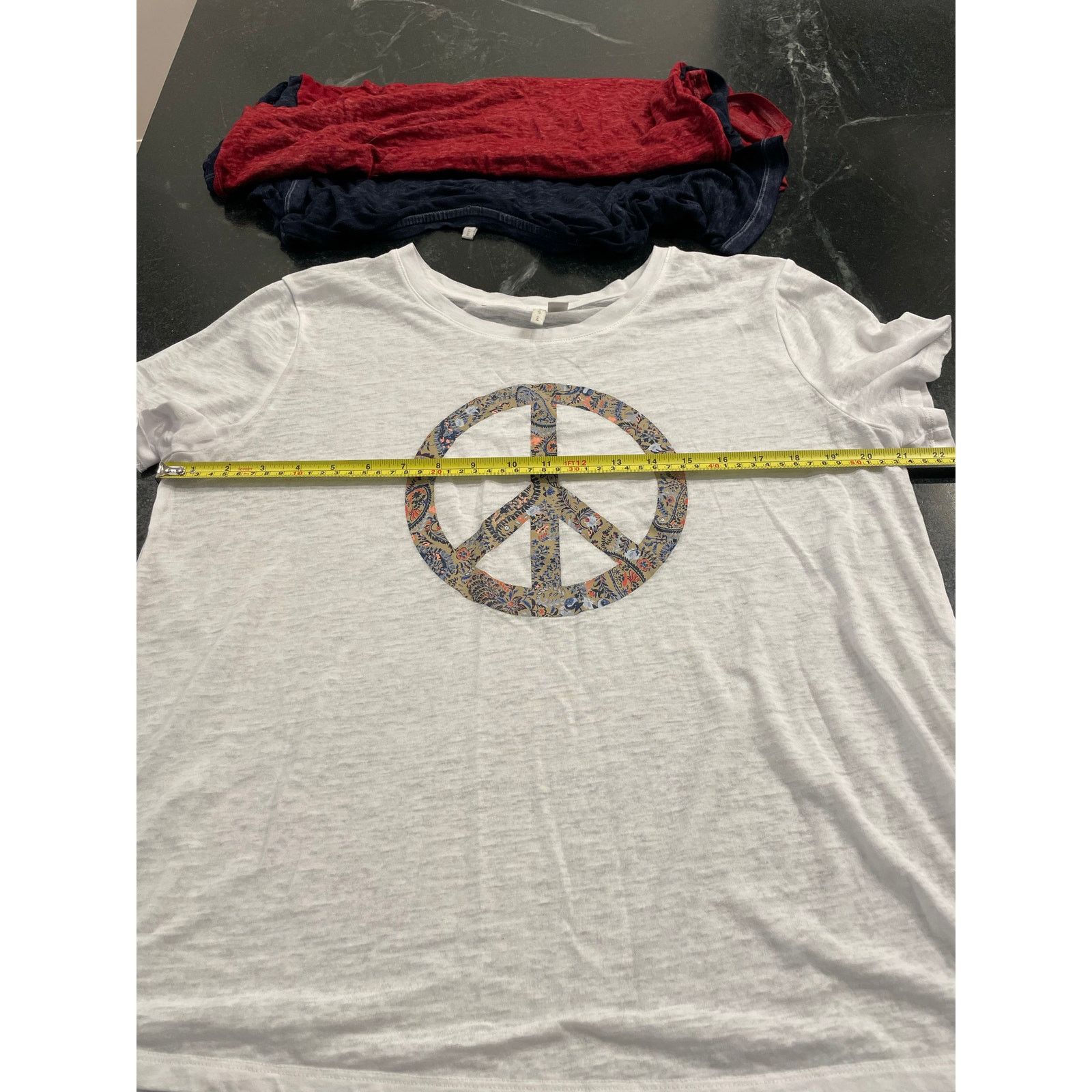 Other CATO 3 ladies tees, navy, red and white with peace sign. LG Size L / US 10 / IT 46 - 8 Thumbnail