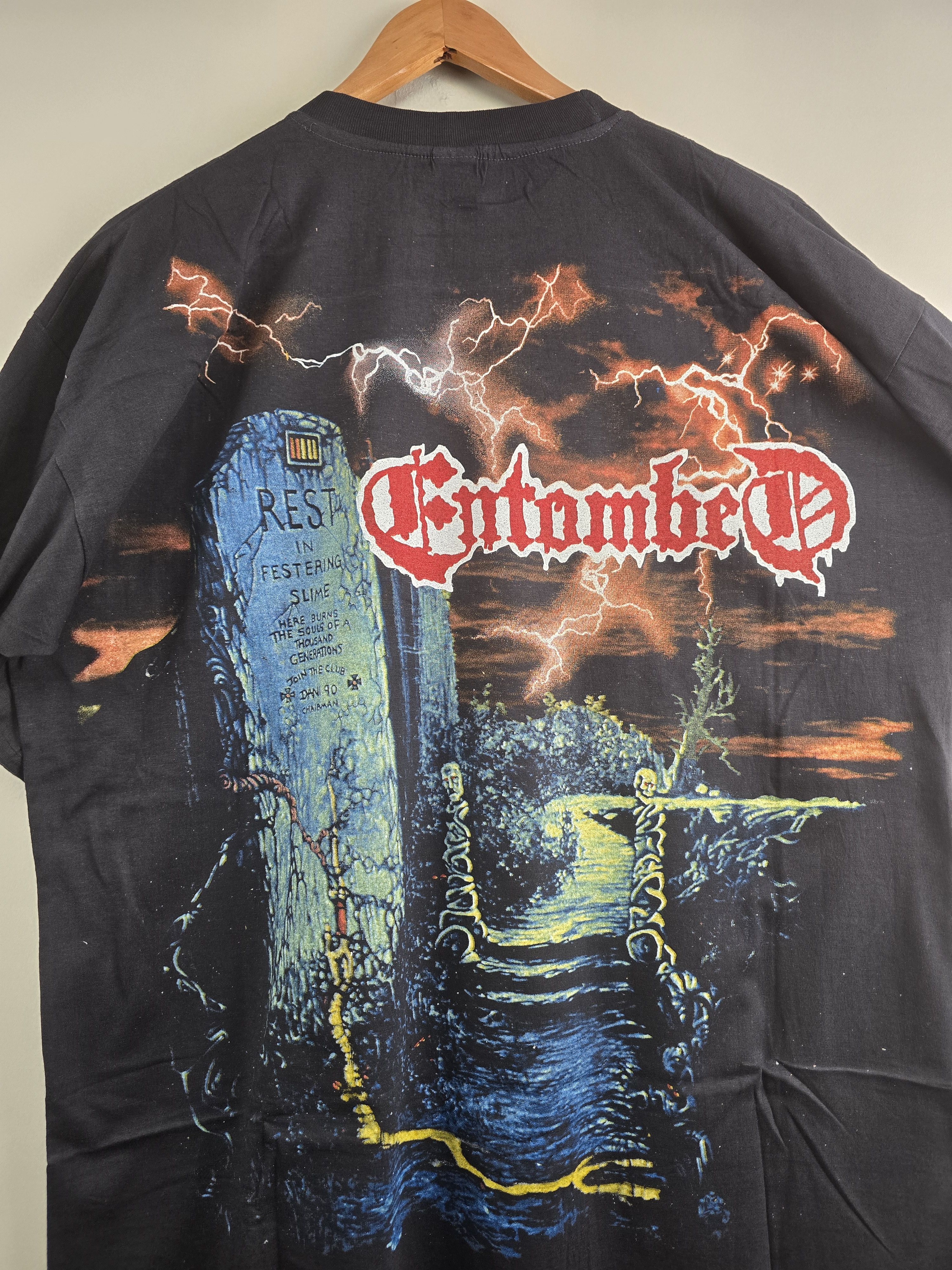 Band Tees × Vintage 90s Entombed Left hand path full print by Empire XL 23" 30" Size US XL / EU 56 / 4 - 6 Thumbnail