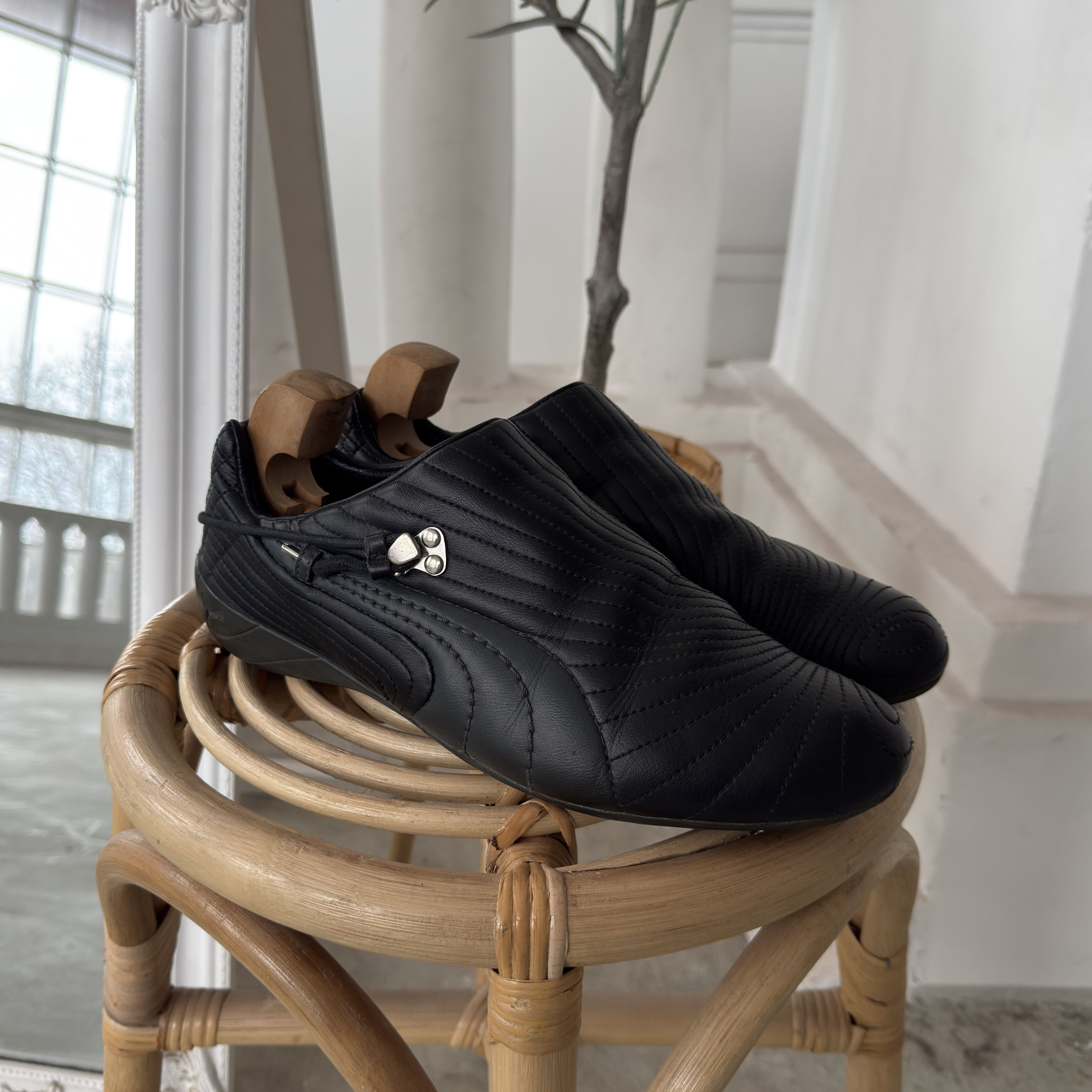 Puma Vintage 90s Puma Budoku Black Leather Sneakers Size US 11 / EU 44 - 1 Thumbnail