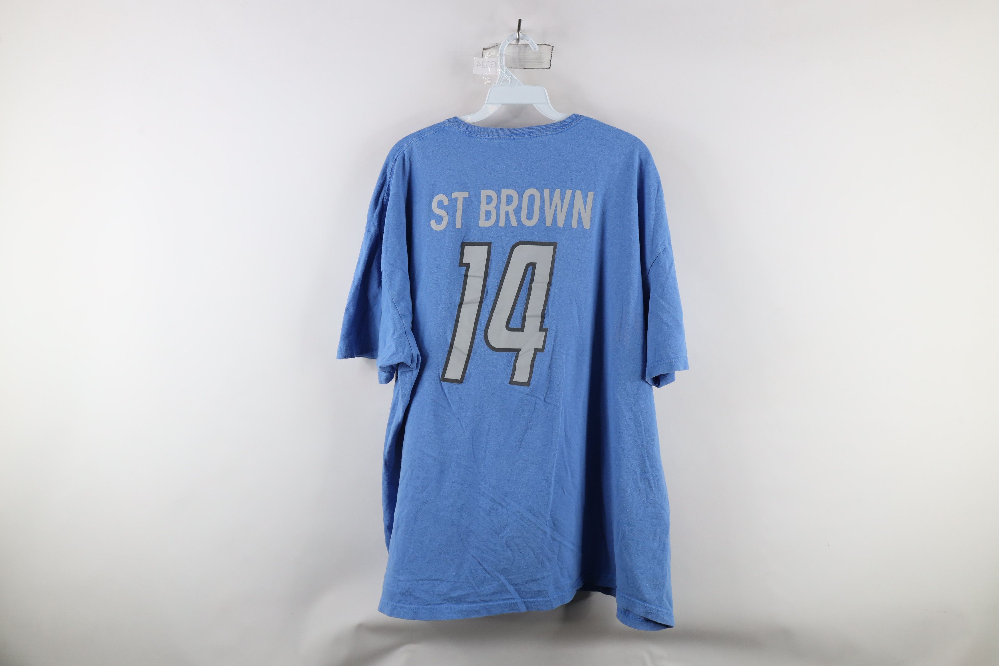 NFL × Vintage NFL Amon-Ra St Brown Detroit Lions Football T-Shirt Blue #14 Size US XXL / EU 58 / 5 - 10 Thumbnail