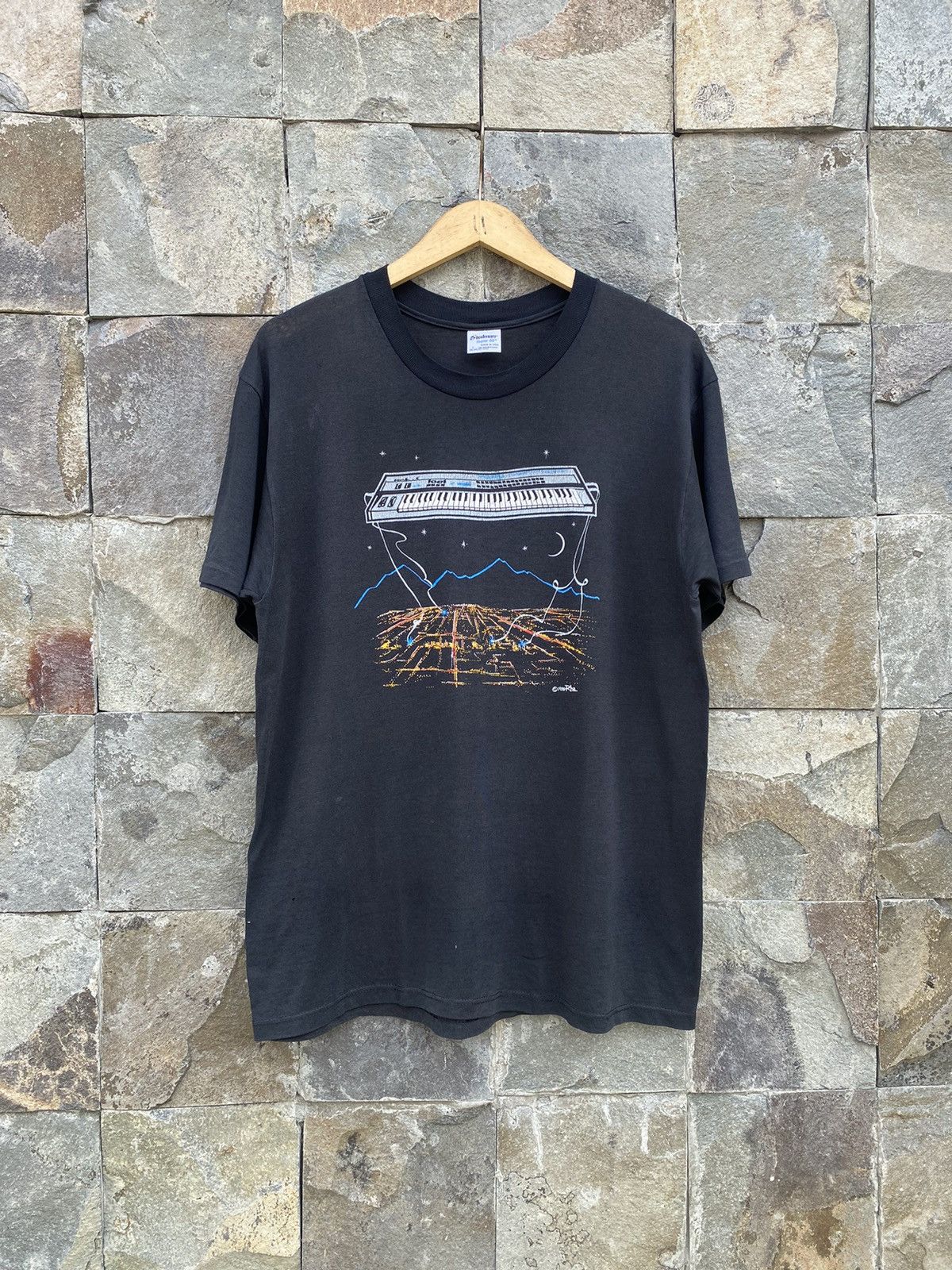 80s Synthesizer Cityscape Art Shirt Single Stitched