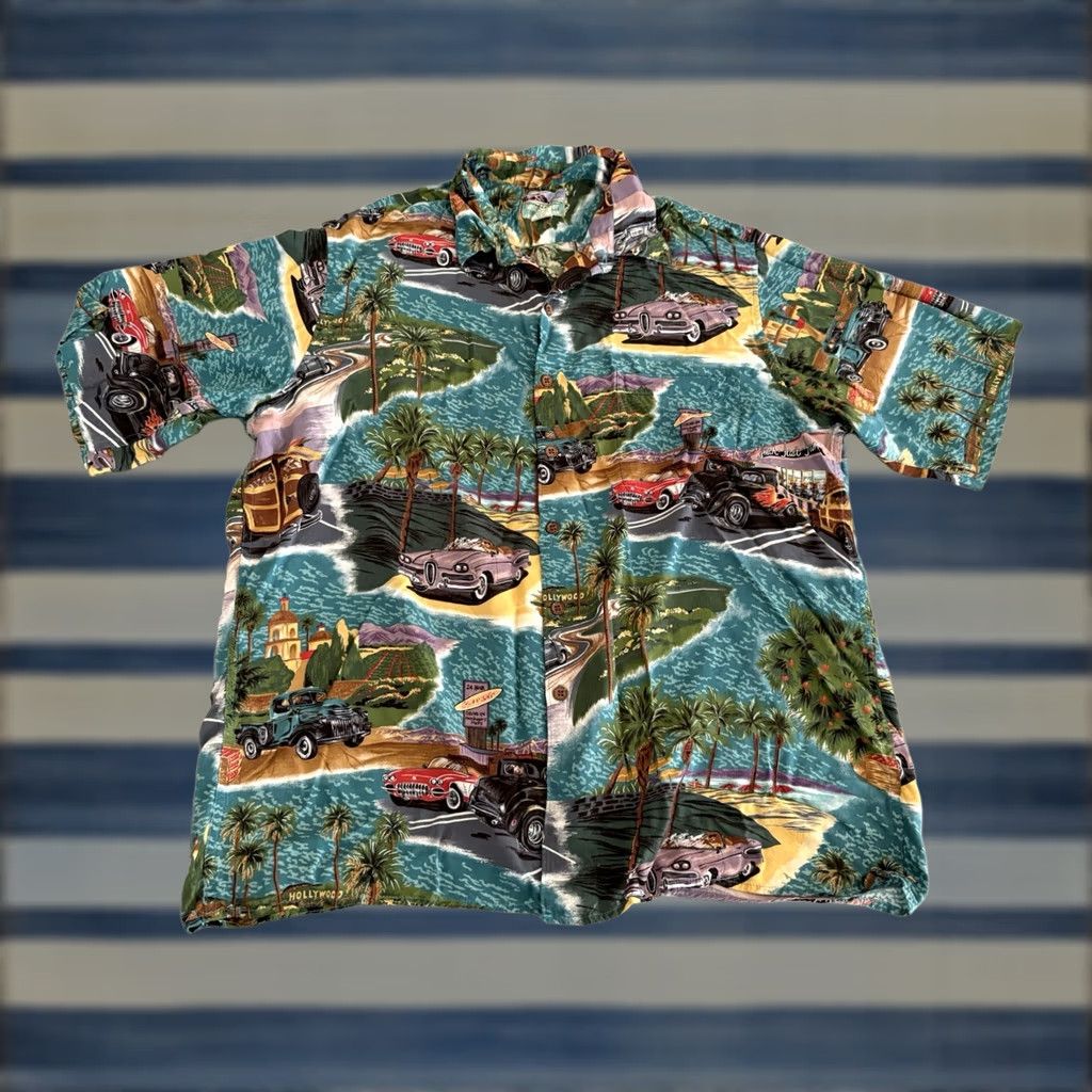 Reyn Spooner Reyn Spooner Button-Up Shirt Mens XL Rayon Multicolor Hollywood California Cars Beach Hawaiian Classic Cars Shirt Size US XL / EU 56 / 4 - 1 Thumbnail