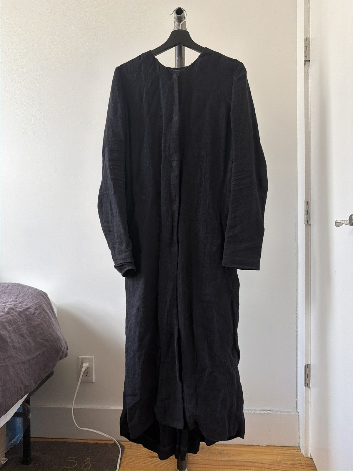 Uma Wang Black Linen Cassock Coat Size M / US 6-8 / IT 42-44 - 1 Thumbnail