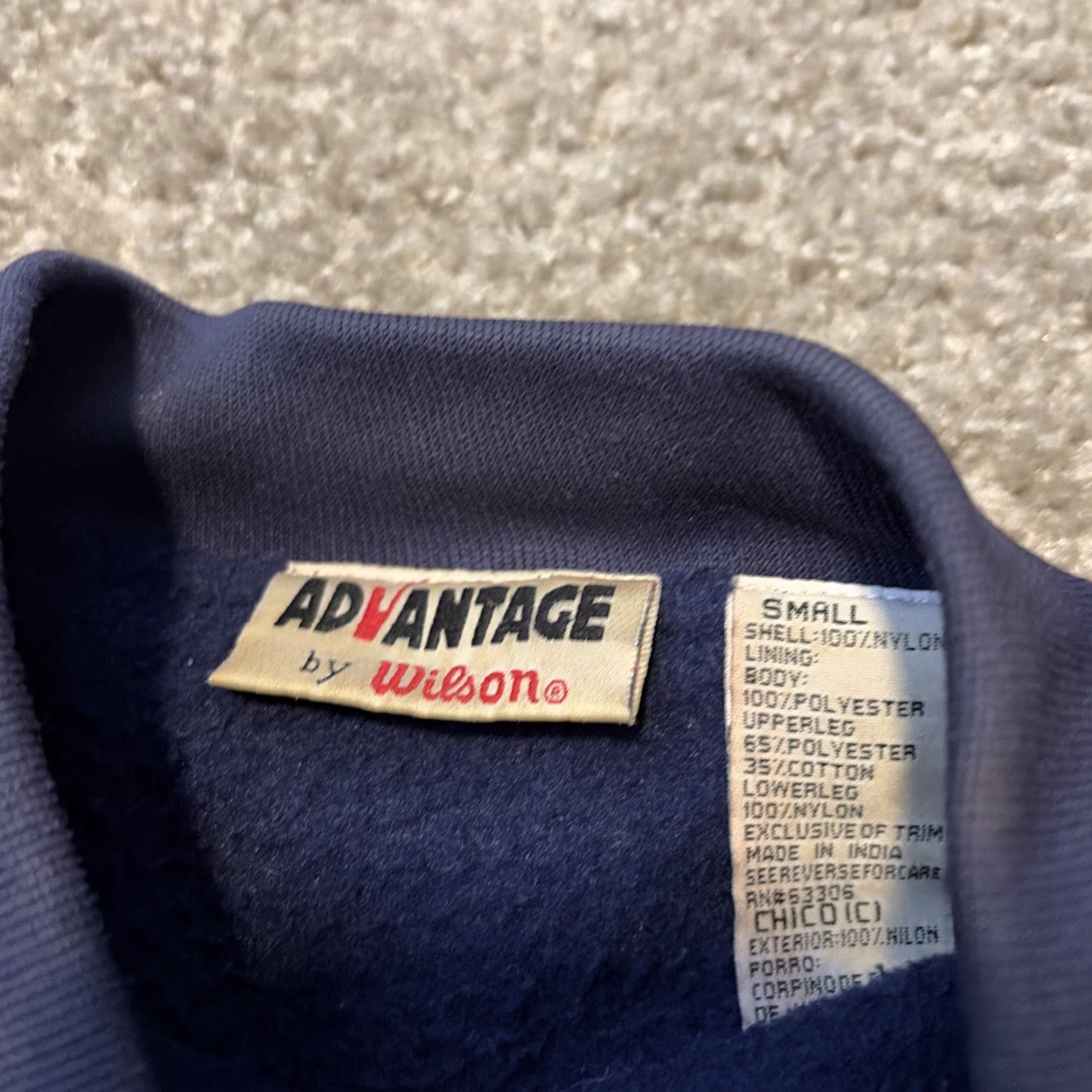 Wilson VINTAGE Wilson Advantage Jacket Bomber Men Small Red Fleece Lined 80s Tennis Nylon Navy Blue Size US S / EU 44-46 / 1 - 6 Thumbnail