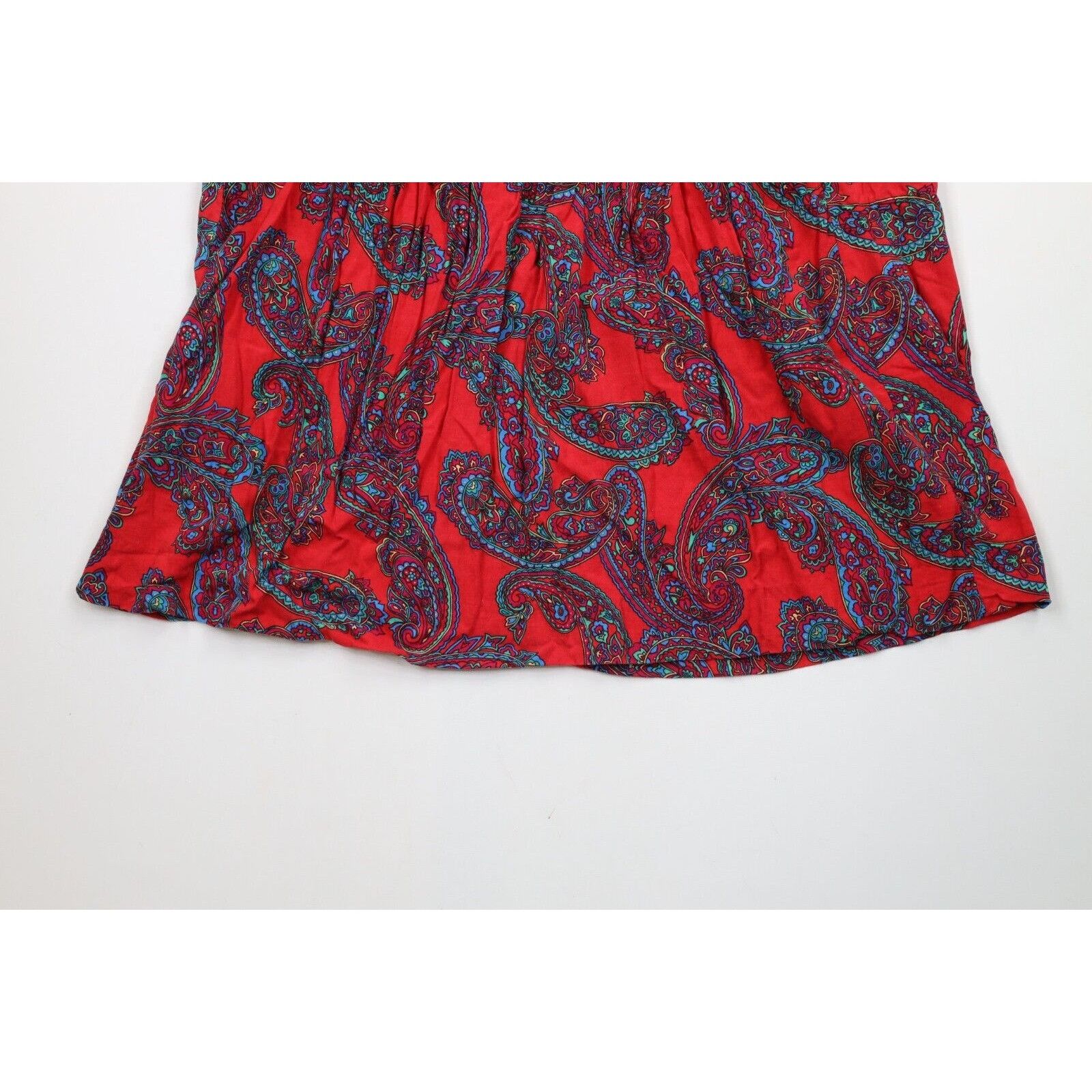 Vintage Vintage 90s Streetwear Rayon Rainbow Paisley Pleated Skirt Size 38" / US 16 / IT 52 - 4 Thumbnail