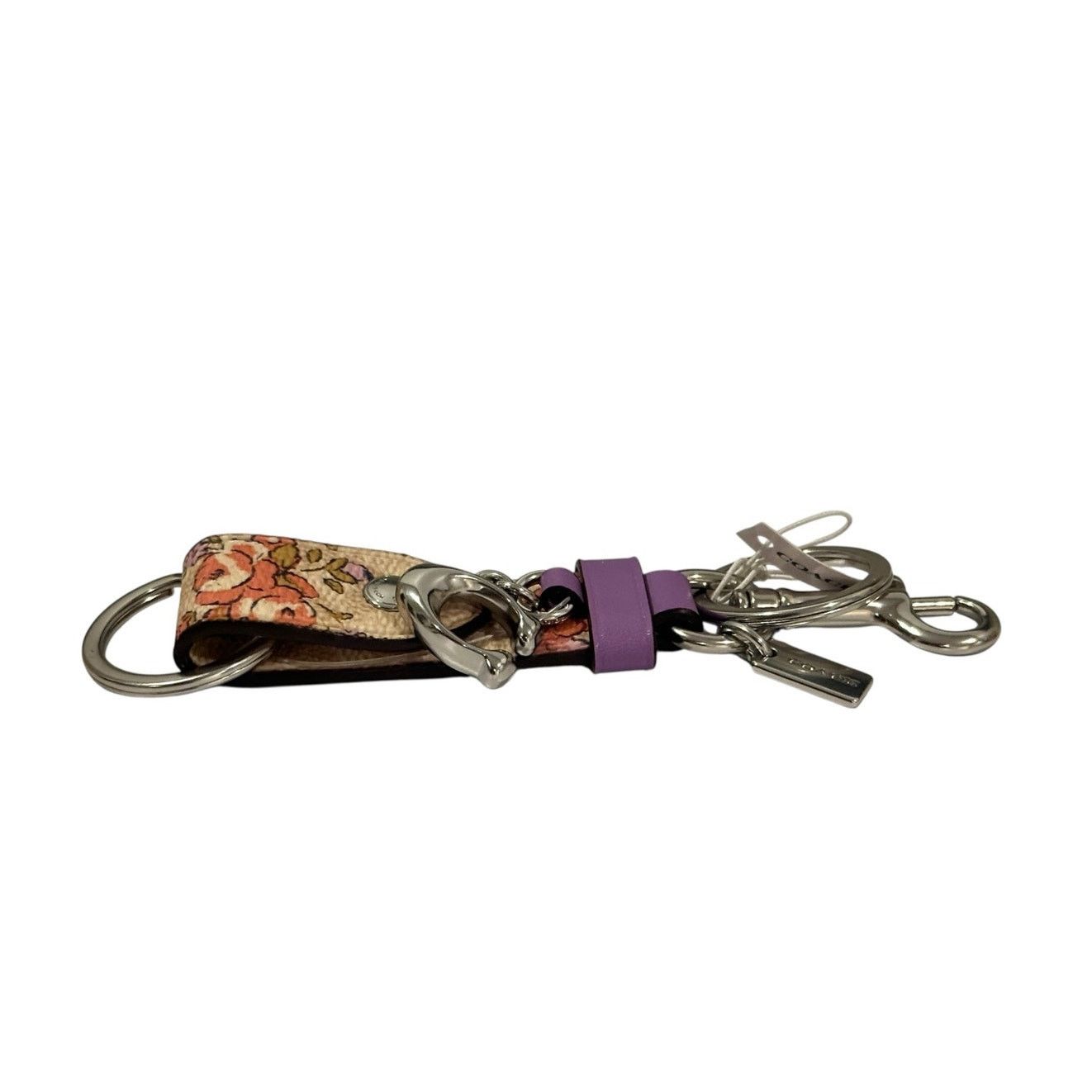 Coach Coach Trigger Snap Bag Charm With Floral Print Vale Key Size ONE SIZE - 6 Thumbnail