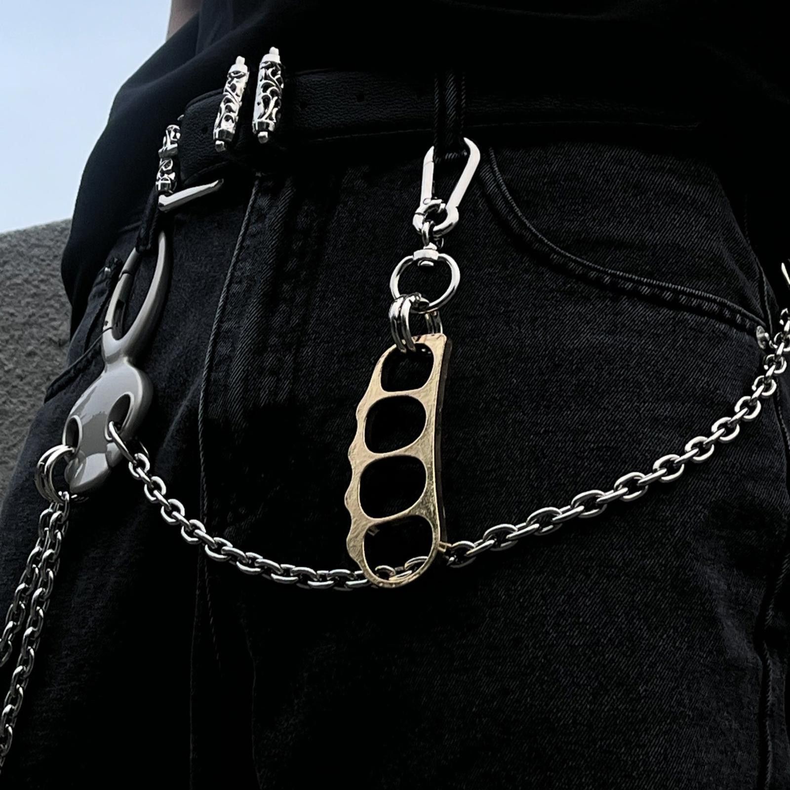 Jewelry Metal Brass Knuckle Keychain Clip, Edgy Men's Accessory Size ONE SIZE - 3 Thumbnail