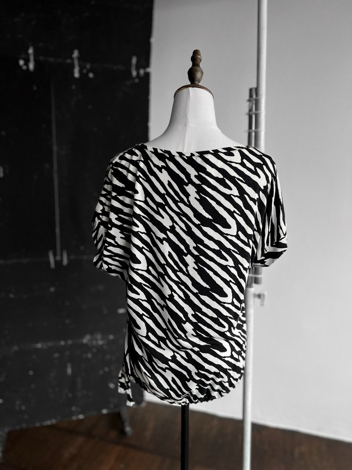 Designer × Other Monari Womens Zebra Black White Short Sleeve Blouse Top Size M / US 6-8 / IT 42-44 - 3 Thumbnail