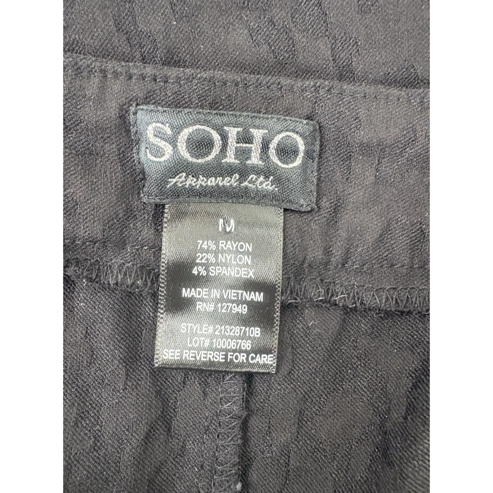 Vintage SOHO Black Textured Midi Pencil Skirt Womens Size M Casual Business Party Workwear Stretch Elastic Waist Size 32" / US 10 / IT 46 - 7 Thumbnail