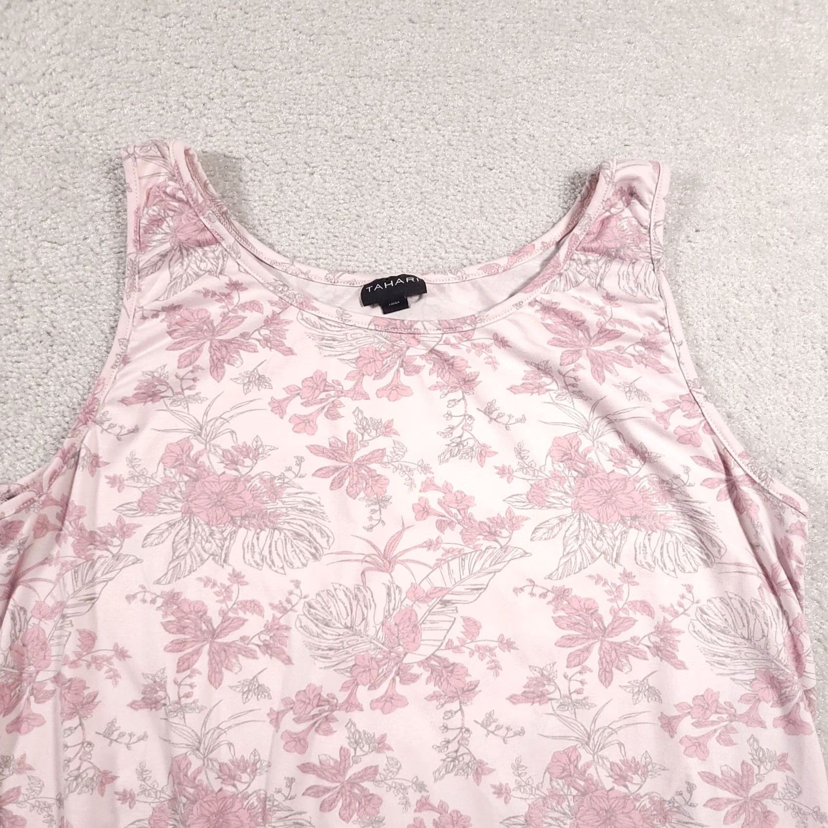Vintage Tahari Tank Top Womens XL Pink Floral Lace Trim Sleeveless Pajama Shirt Size XL / US 12-14 / IT 48-50 - 3 Thumbnail
