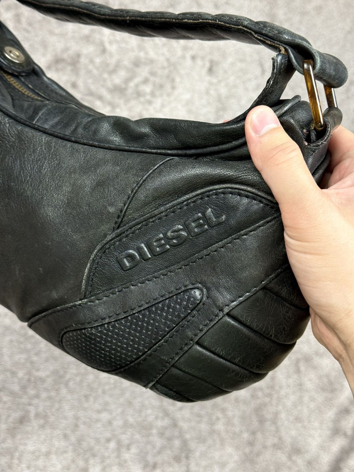 Diesel Vintage Diesel Black Leather Biker Shoulder Bag Size ONE SIZE - 5 Thumbnail