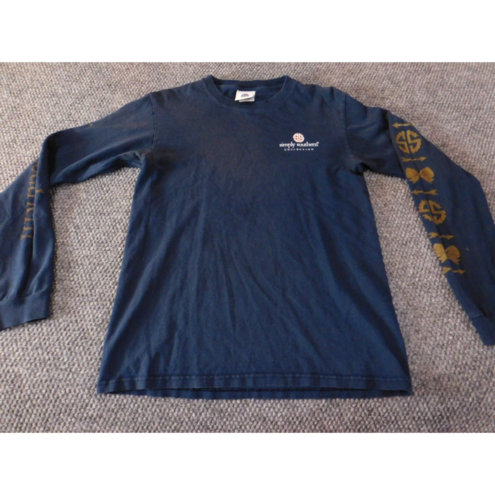 Vintage Simply Southern Mens Shirt Small blue owl graphic long sleeve Crew Neck Logo Stretch Cotton Spandex Regular Size US S / EU 44-46 / 1 - 2 Thumbnail