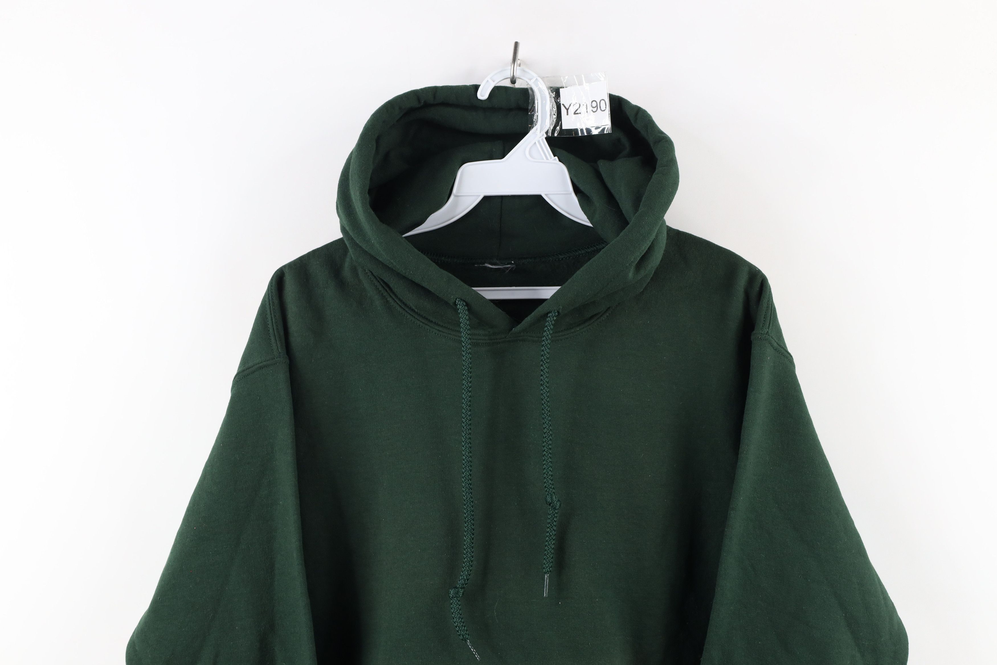 Vintage Vintage 90s Streetwear Blank Hoodie Sweatshirt Hunter Green Size US S / EU 44-46 / 1 - 2 Thumbnail