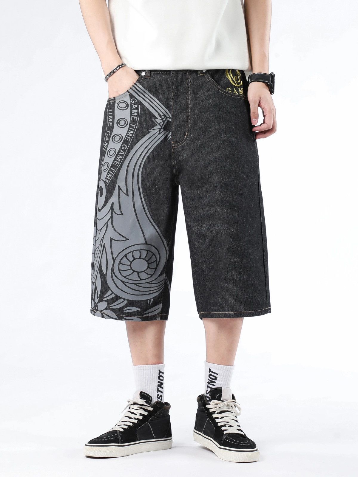 Japanese Brand × Jean Streetwear Hip Hop Printed Embroidery Jorts Size US 40 / EU 56 - 1 Thumbnail