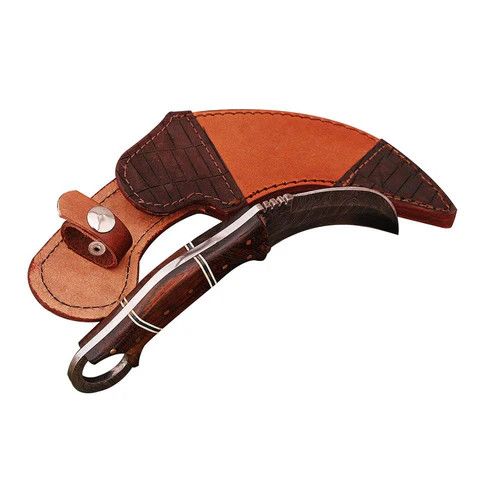 Handmade × Other Damascus Two Side Blade Karambit Knife with Rosewood Handle Size ONE SIZE - 3 Thumbnail