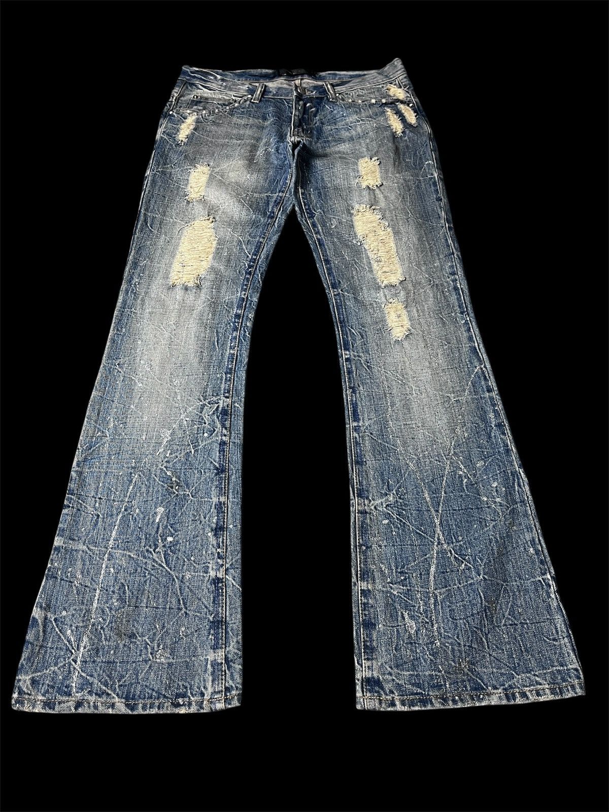 Japanese Brand Midas Distressed Super Flare Jeans Size US 30 / EU 46 - 1 Thumbnail