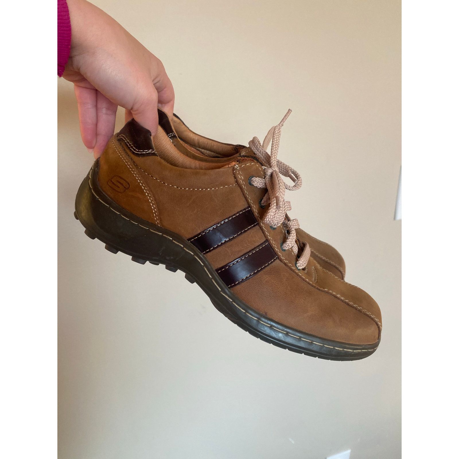 SKECHERS Y2K Skechers Vintage Brown Leather Lace Up Sneakers 8 Size US 8 / EU 41 - 3 Thumbnail