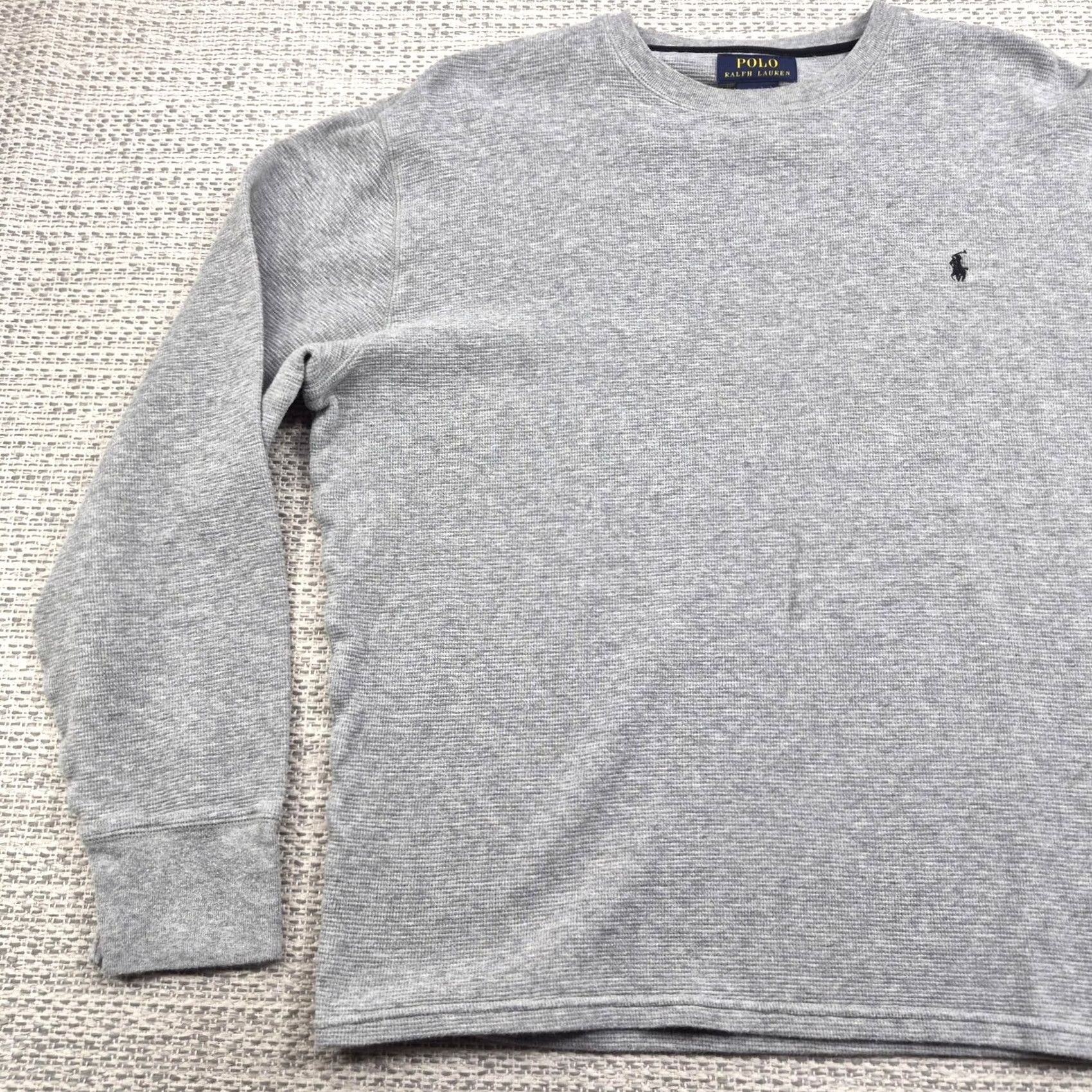 Polo Ralph Lauren Polo Ralph Lauren Shirt Mens XL Gray Waffle Knit Long Sleeve Crewneck Logo Tee Size US XL / EU 56 / 4 - 3 Thumbnail