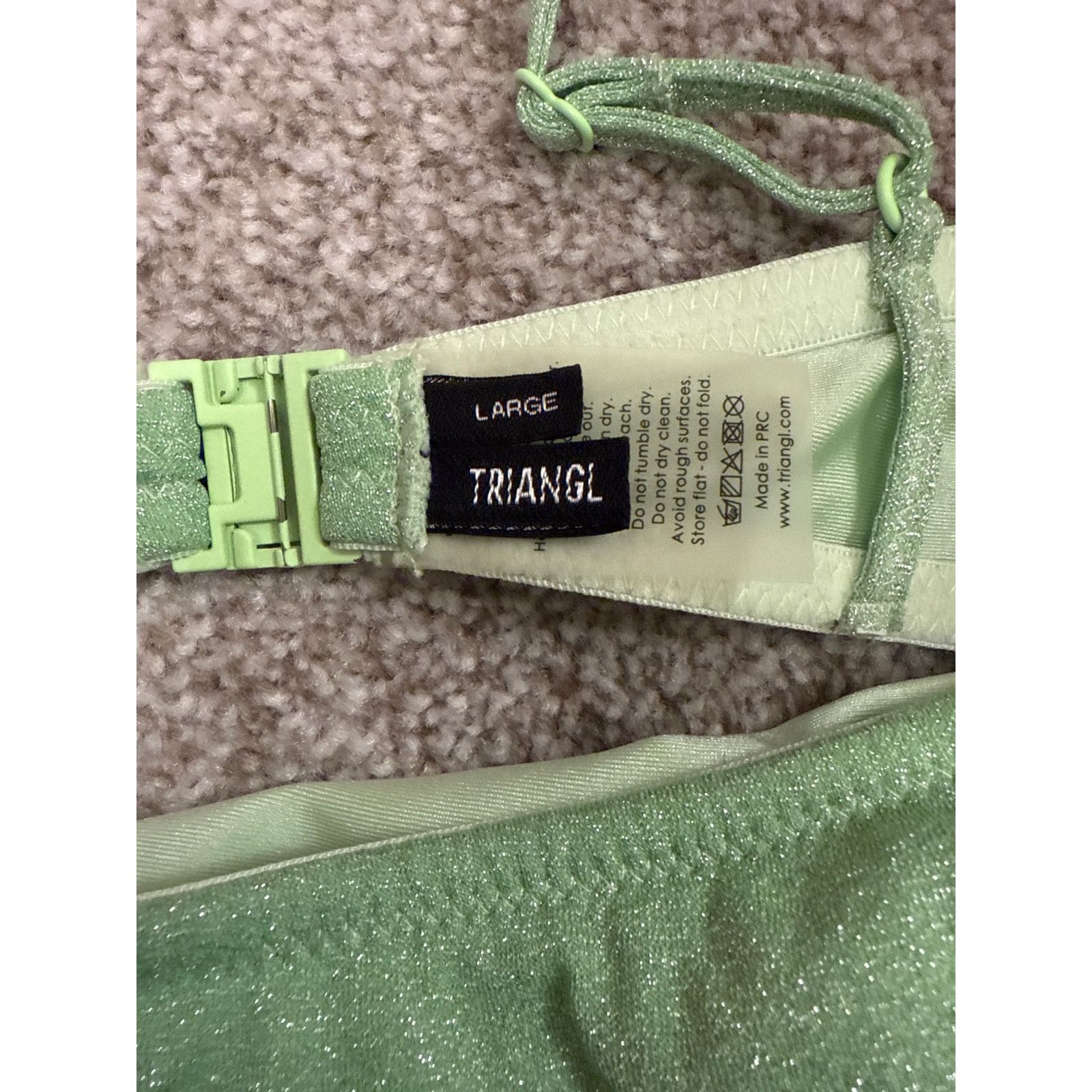 Triangl Triangl Mica Sparkle Lime Green Bikini Top, sz large Size L / US 10 / IT 46 - 3 Thumbnail