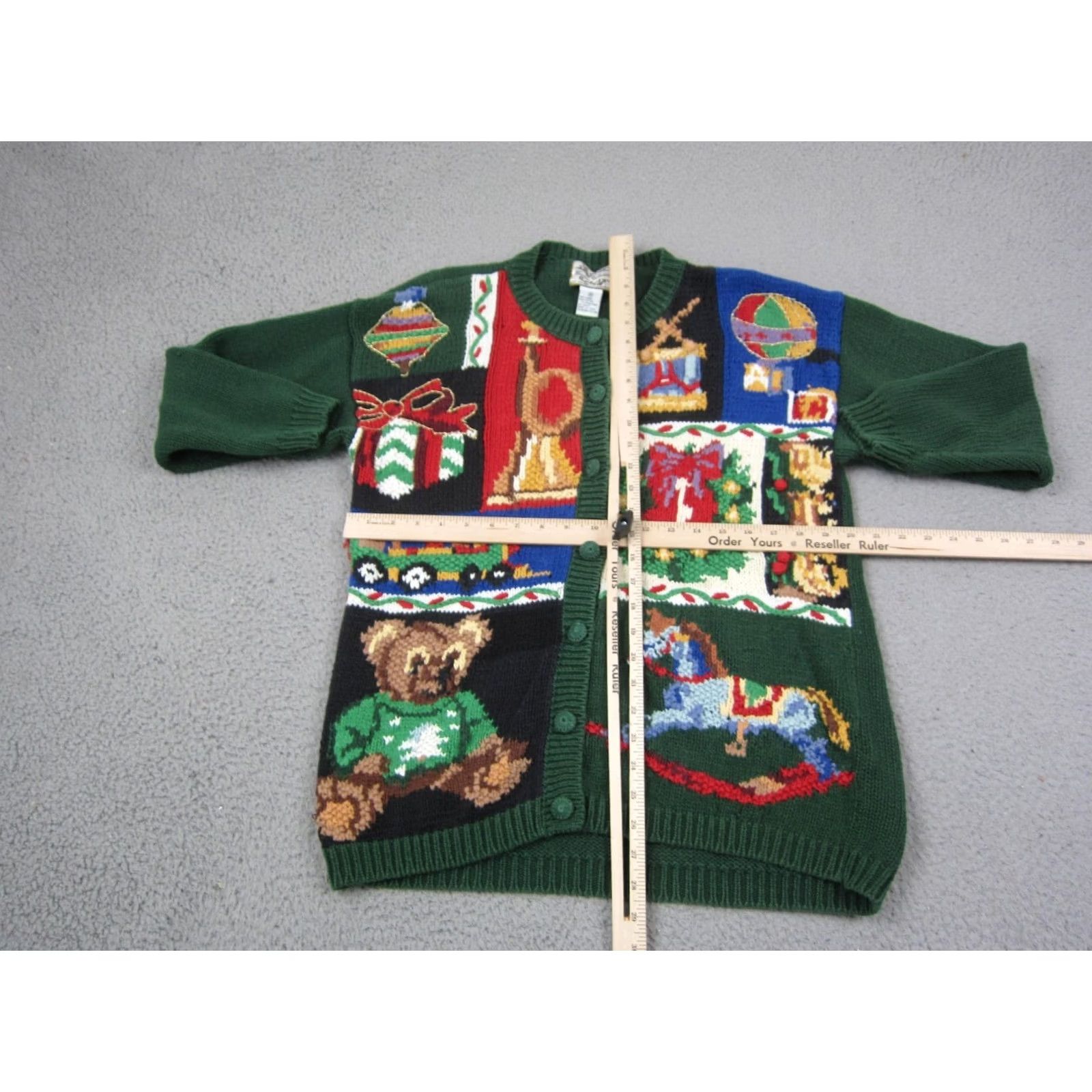 Vintage VINTAGE Heirloom Collectibles Cardigan Womens M Green Christmas Holiday 90s Sweater Size M / US 6-8 / IT 42-44 - 7 Thumbnail
