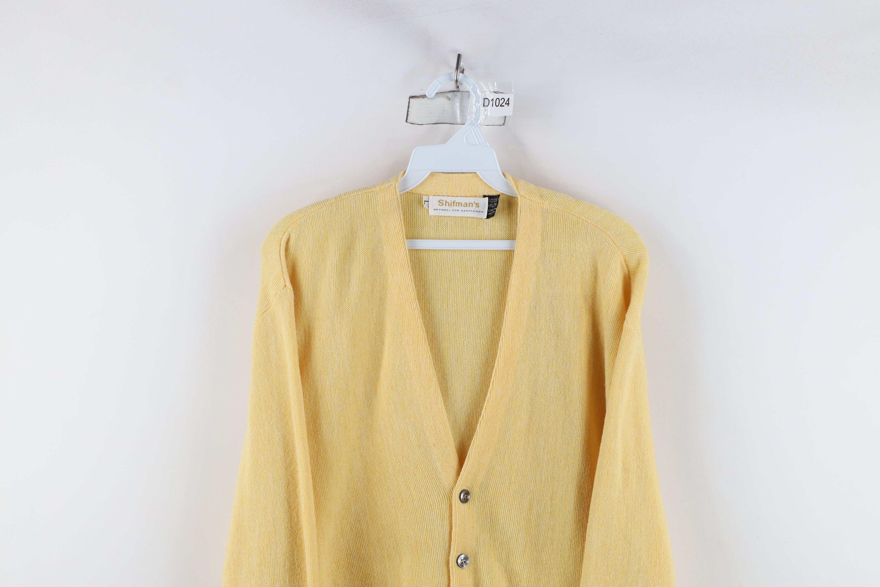 Vintage Vtg 60s Streetwear Cardigan Sweater Kurt Cobain Yellow USA Size US L / EU 52-54 / 3 - 2 Thumbnail