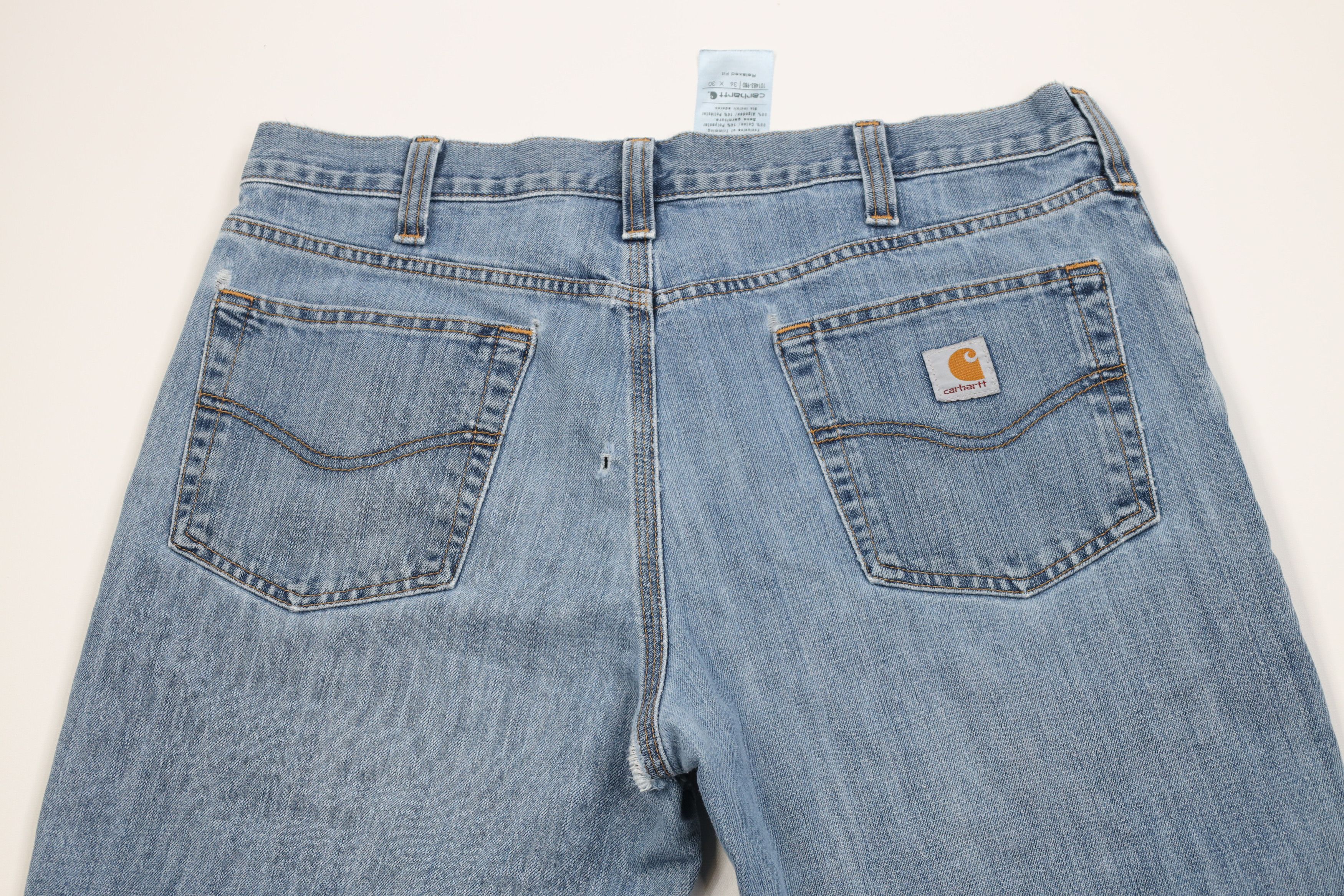 Vintage Y2K Carhartt Relaxed Fit Wide Leg Denim Jeans Blue