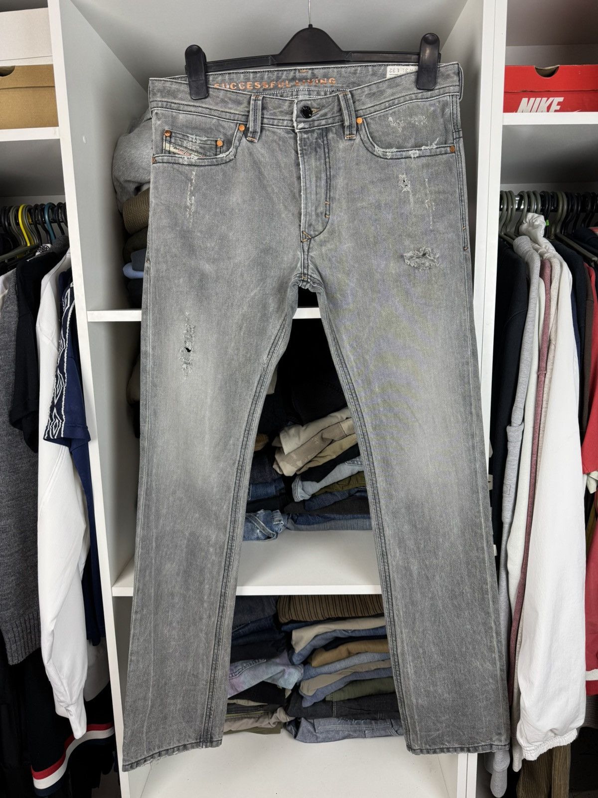 Diesel Diesel Thavar Distressed Denim Jeans Slim-Skinny Size US 31 - 1 Thumbnail
