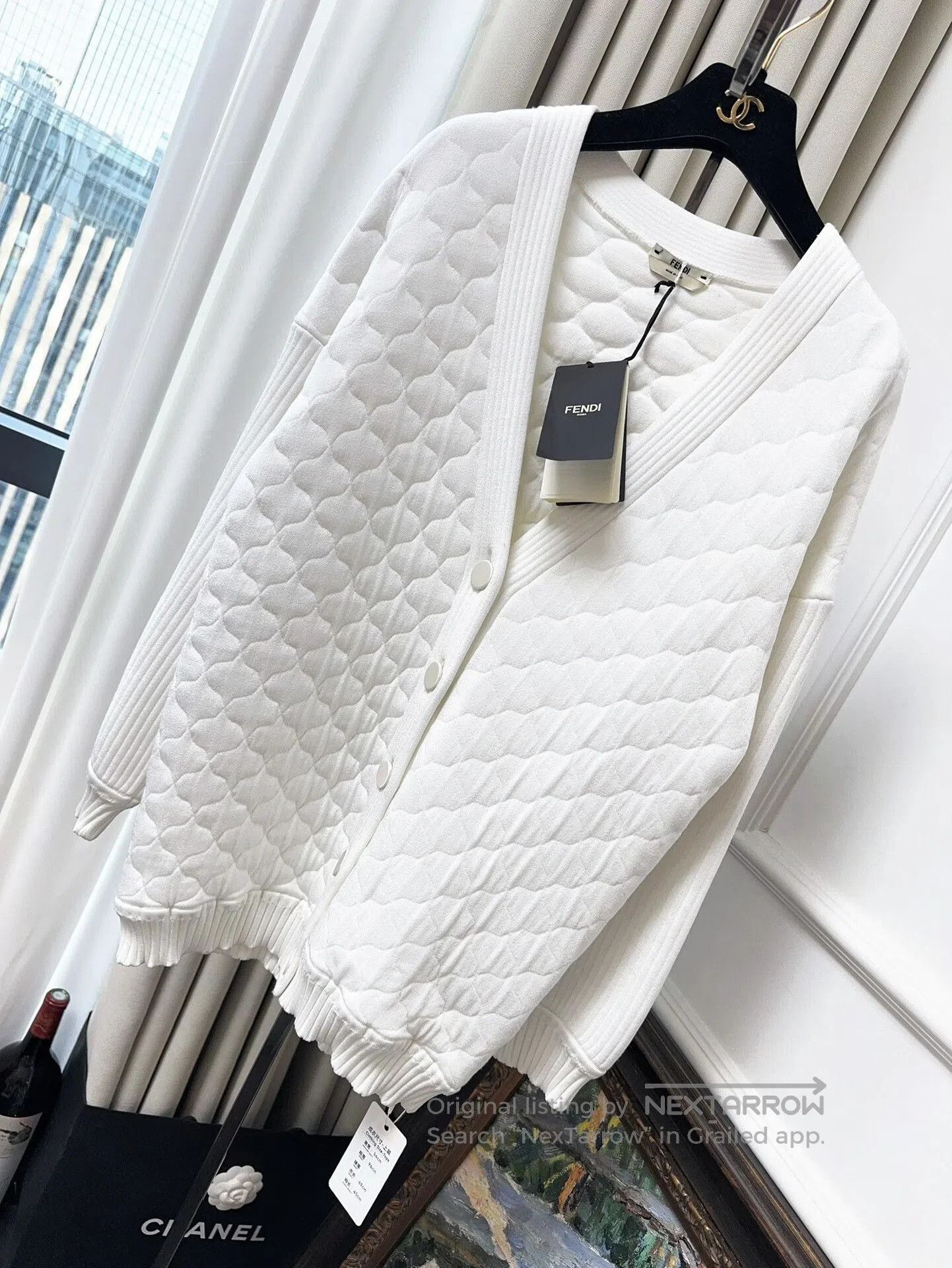 Fendi Fendi White Quilted Patterned Jacket. Size US M / EU 48-50 / 2 - 1 Thumbnail
