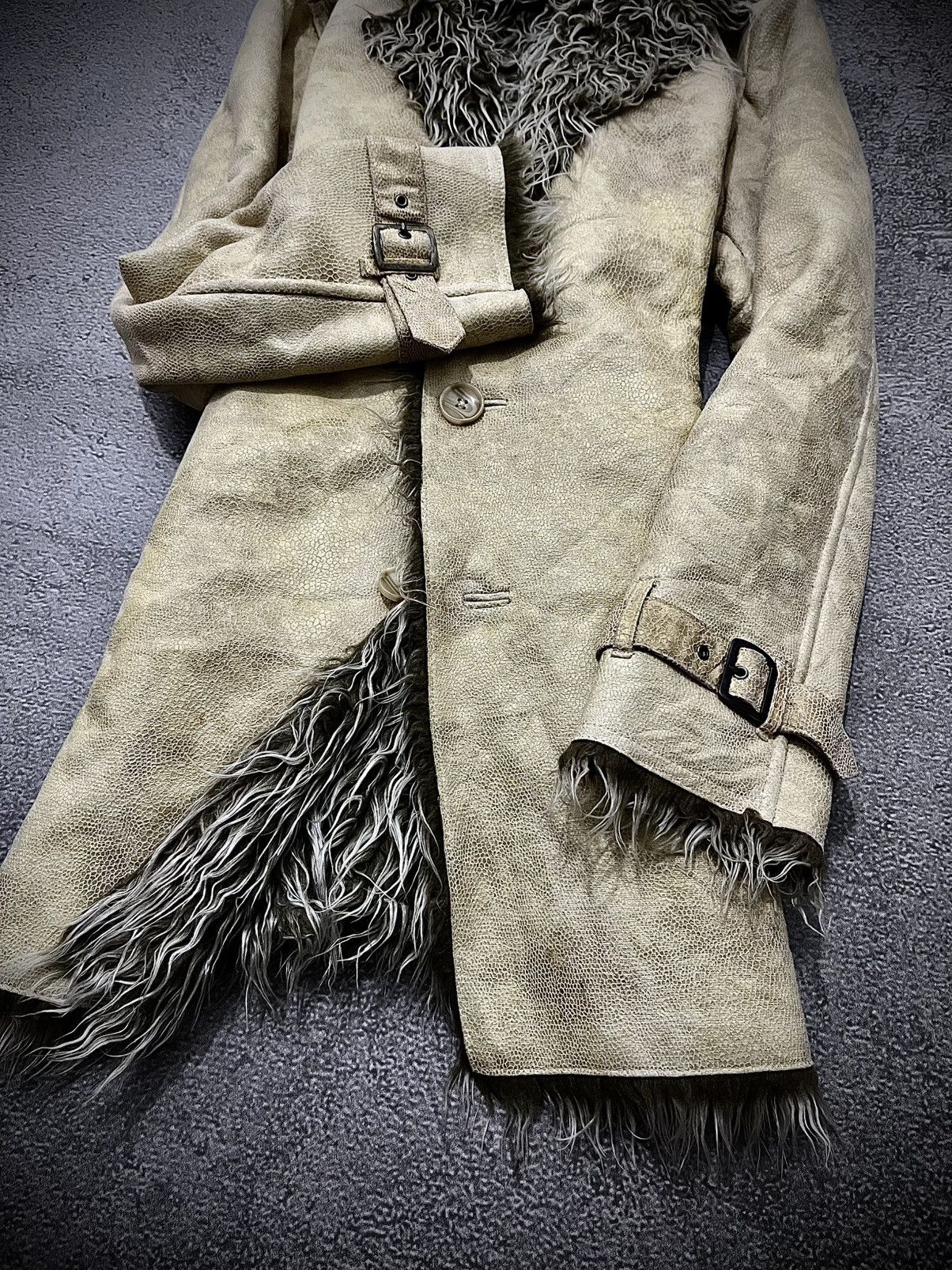 2000s Semantic Design Snake Skin Leather Fur Lined Jacket